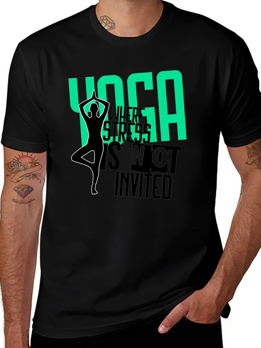 Yoga Where Stress is Not Invited Black T-Shirt