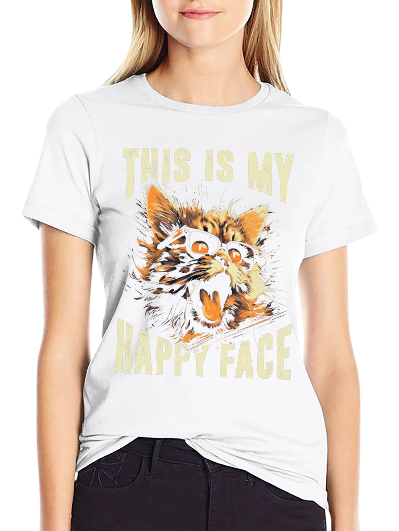 Funny Cat T-Shirt: This Is My Happy Face