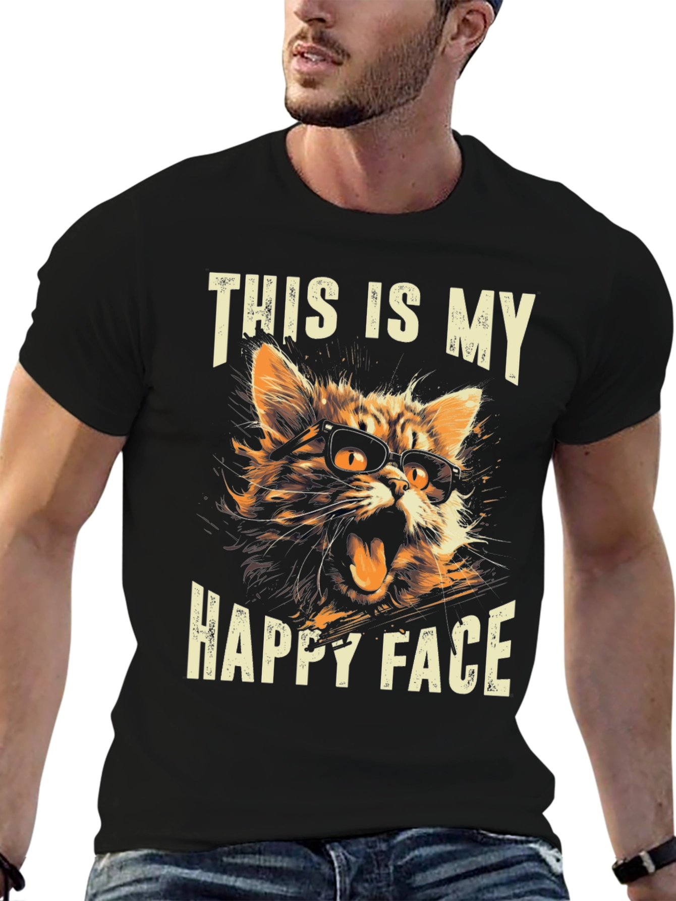 Funny Cat T-Shirt: This Is My Happy Face
