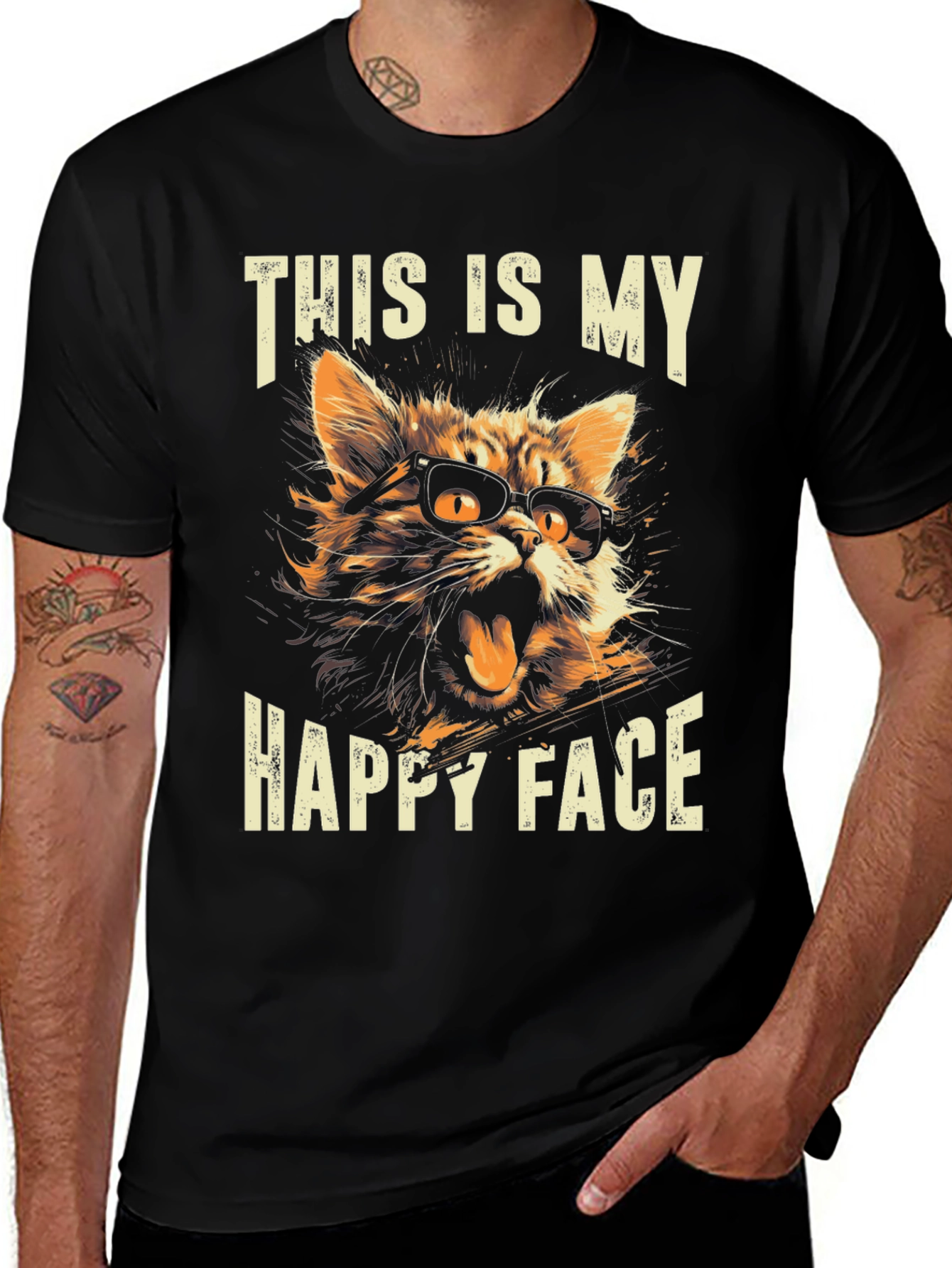 Funny Cat T-Shirt: This Is My Happy Face