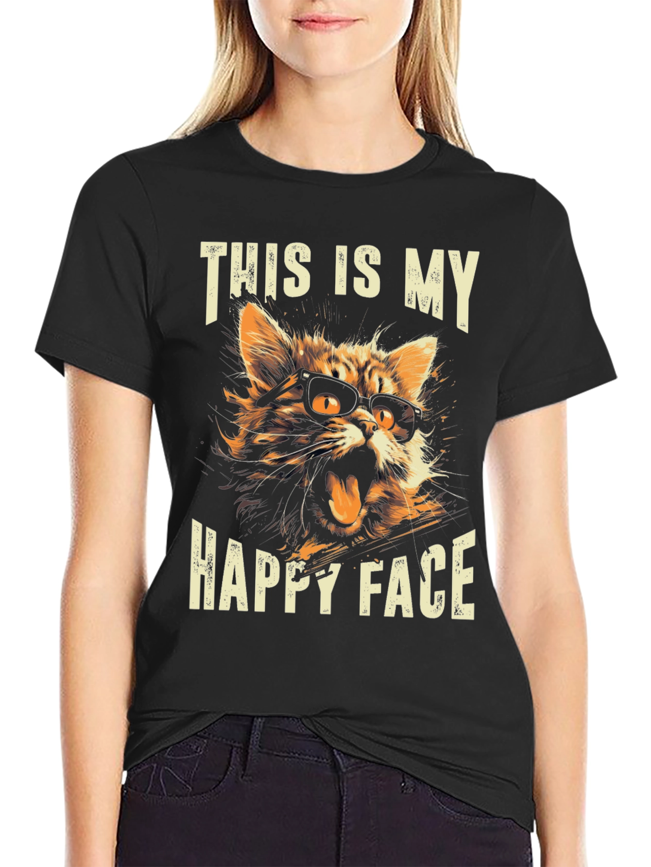 Funny Cat T-Shirt: This Is My Happy Face