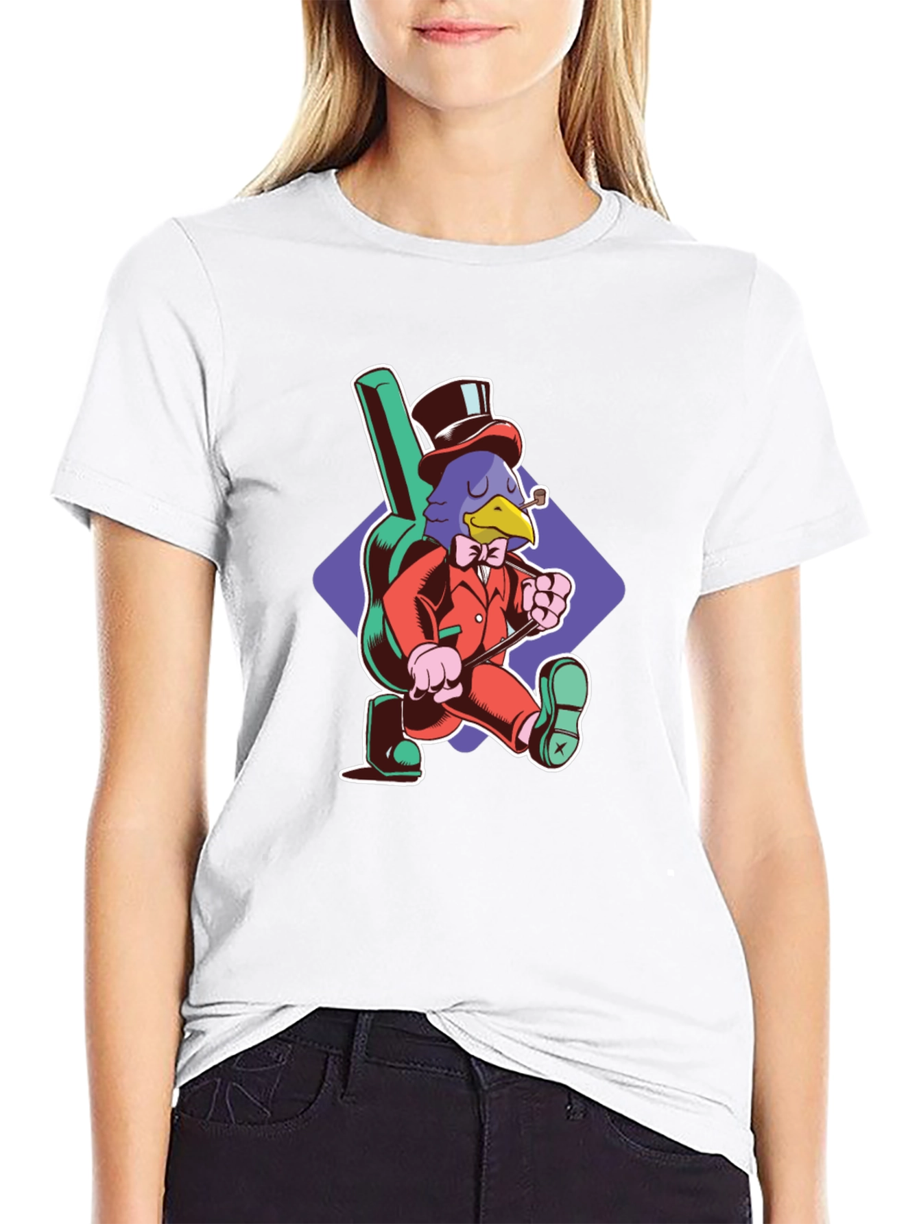 Stylish Crow Graphic Tee - Black Cotton T-Shirt