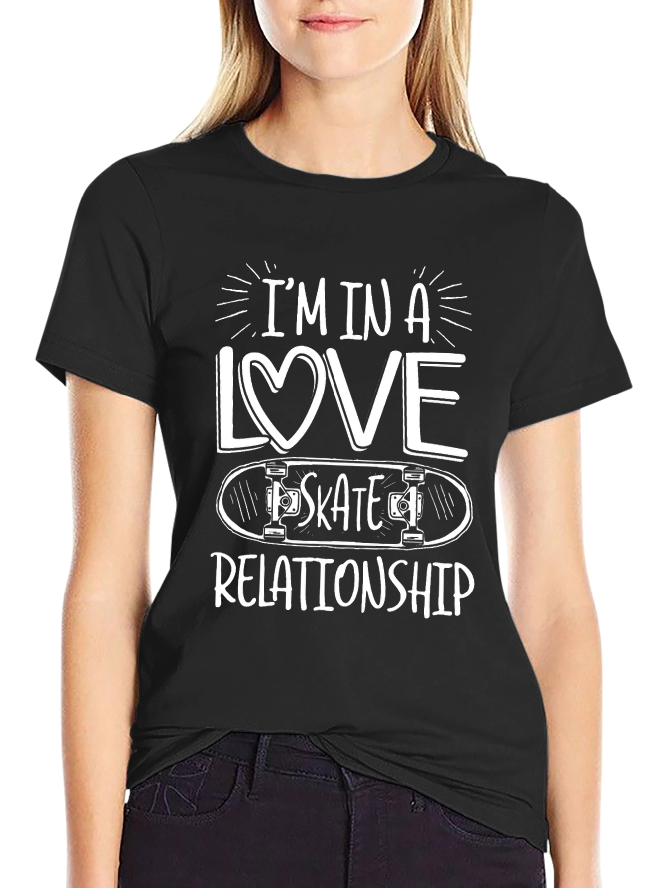 Skateboarding Love T-Shirt - Casual Black Tee