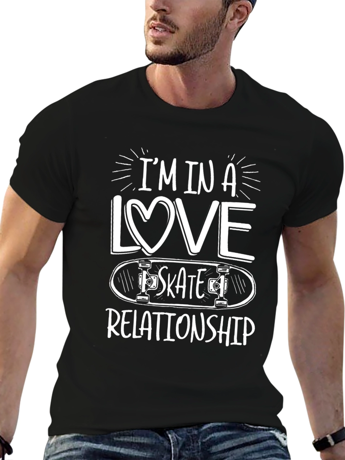 Skateboarding Love T-Shirt - Casual Black Tee