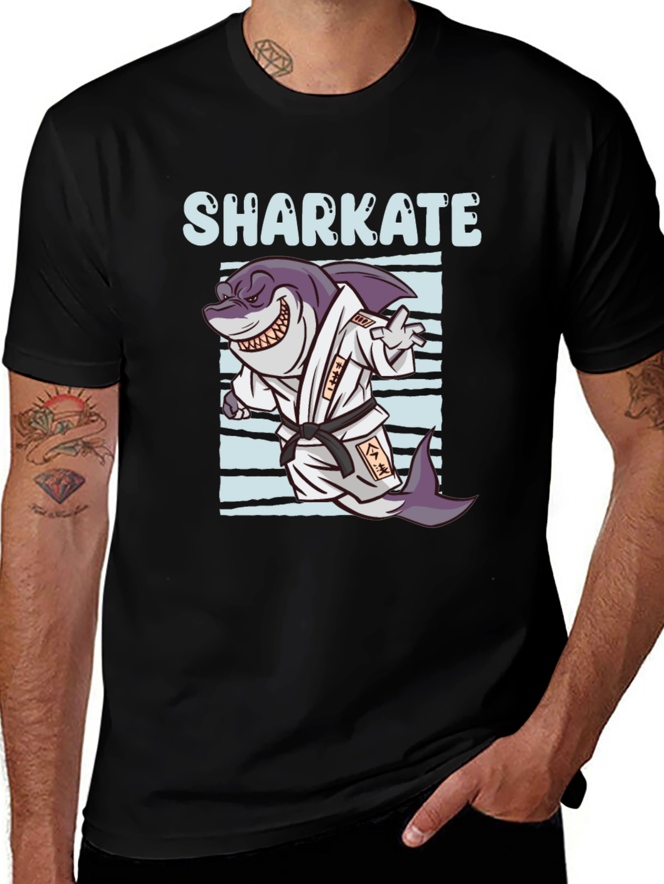 Shark Karate Graphic Tee - Black