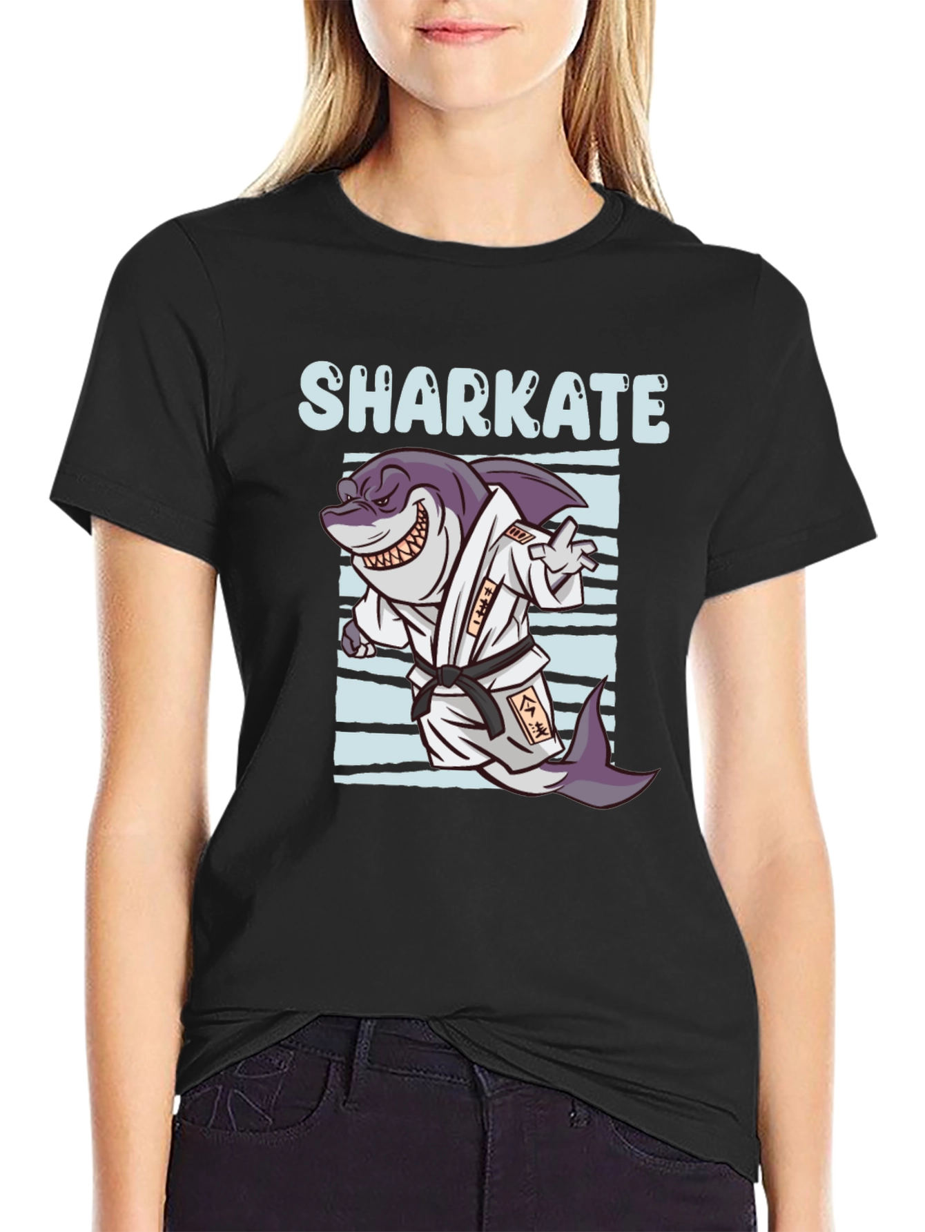 Shark Karate Graphic Tee - Black