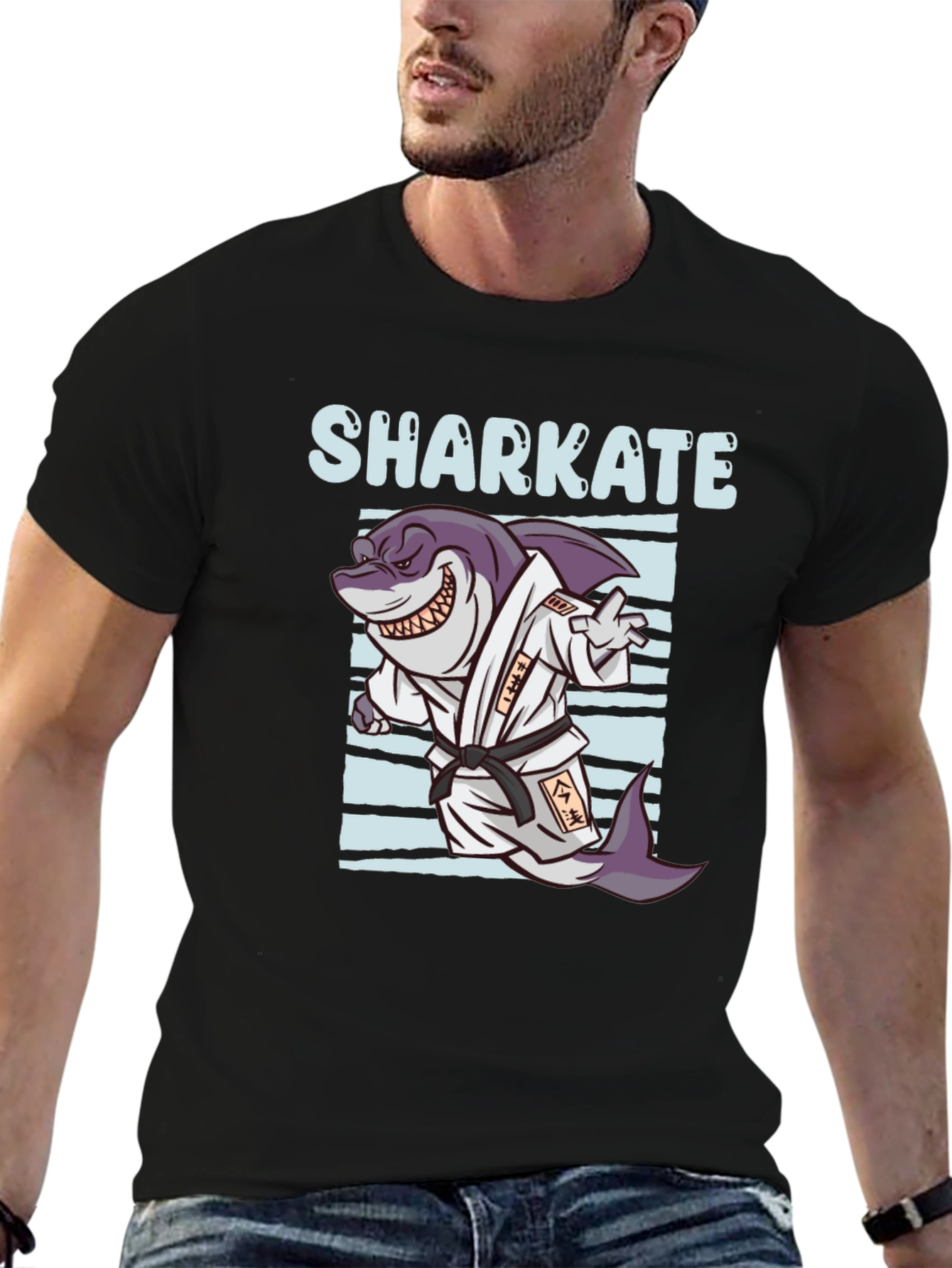 Shark Karate Graphic Tee - Black