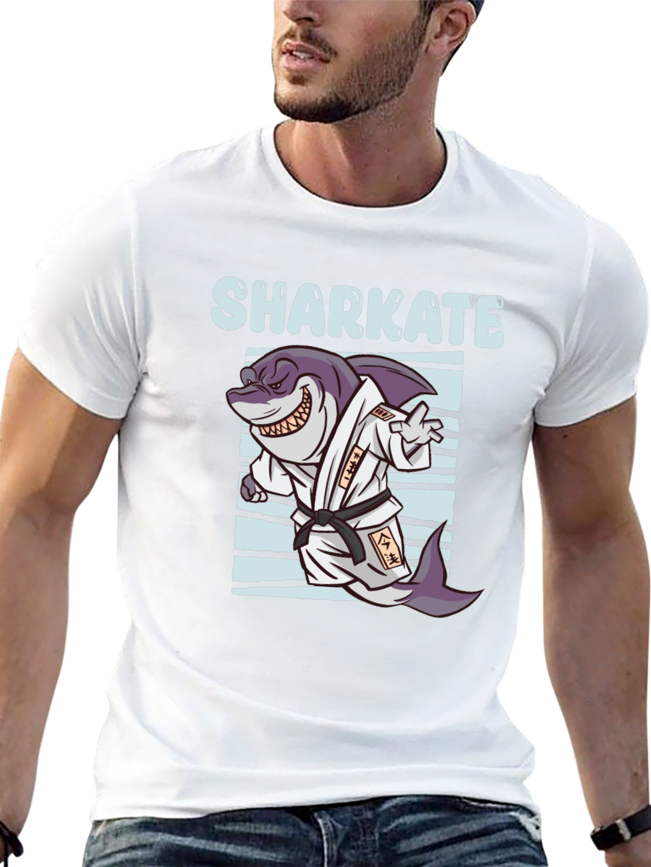 Shark Karate Graphic Tee - Black