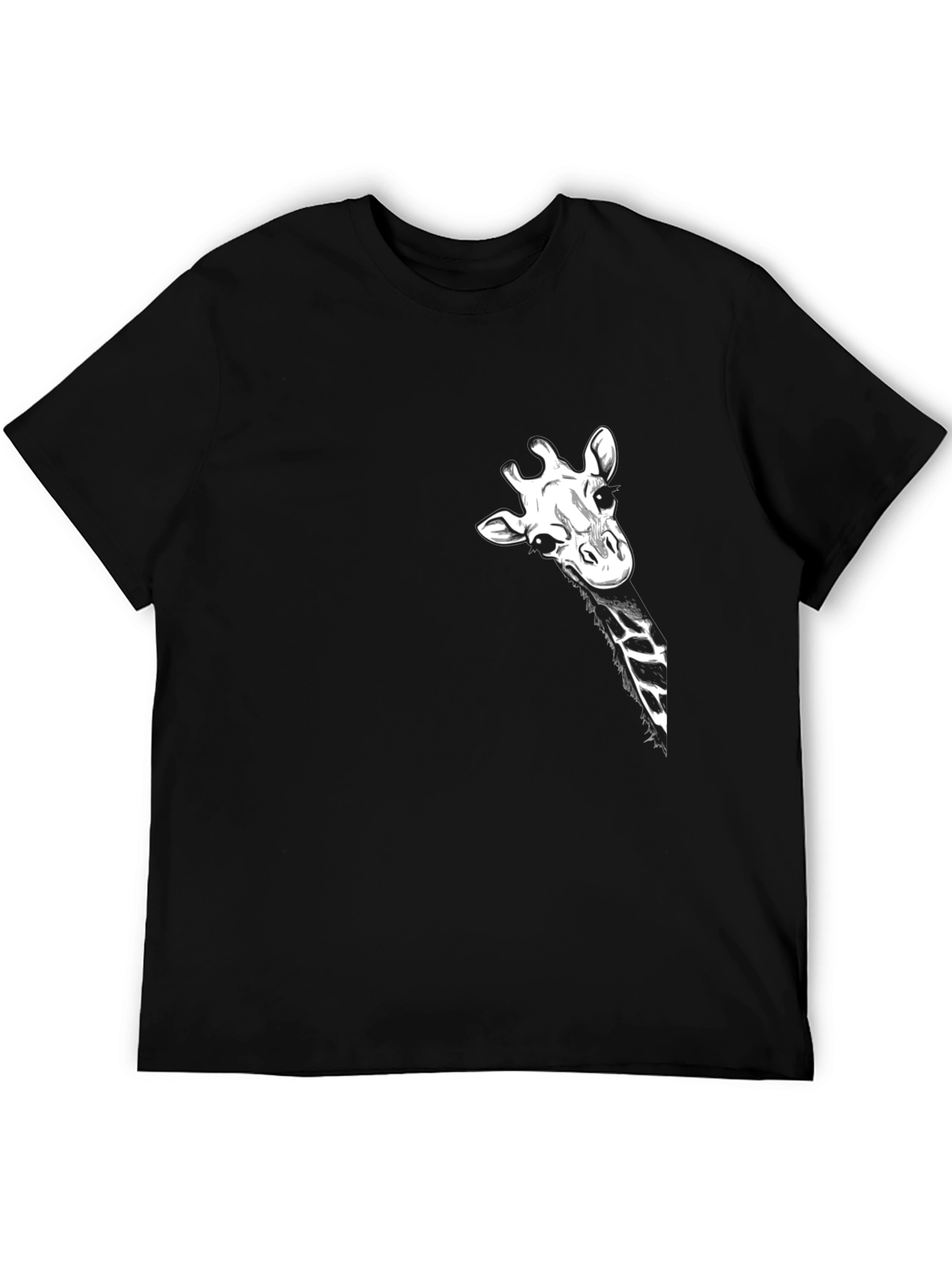 Giraffe Peek Pocket Black T-Shirt - Novelty Tee