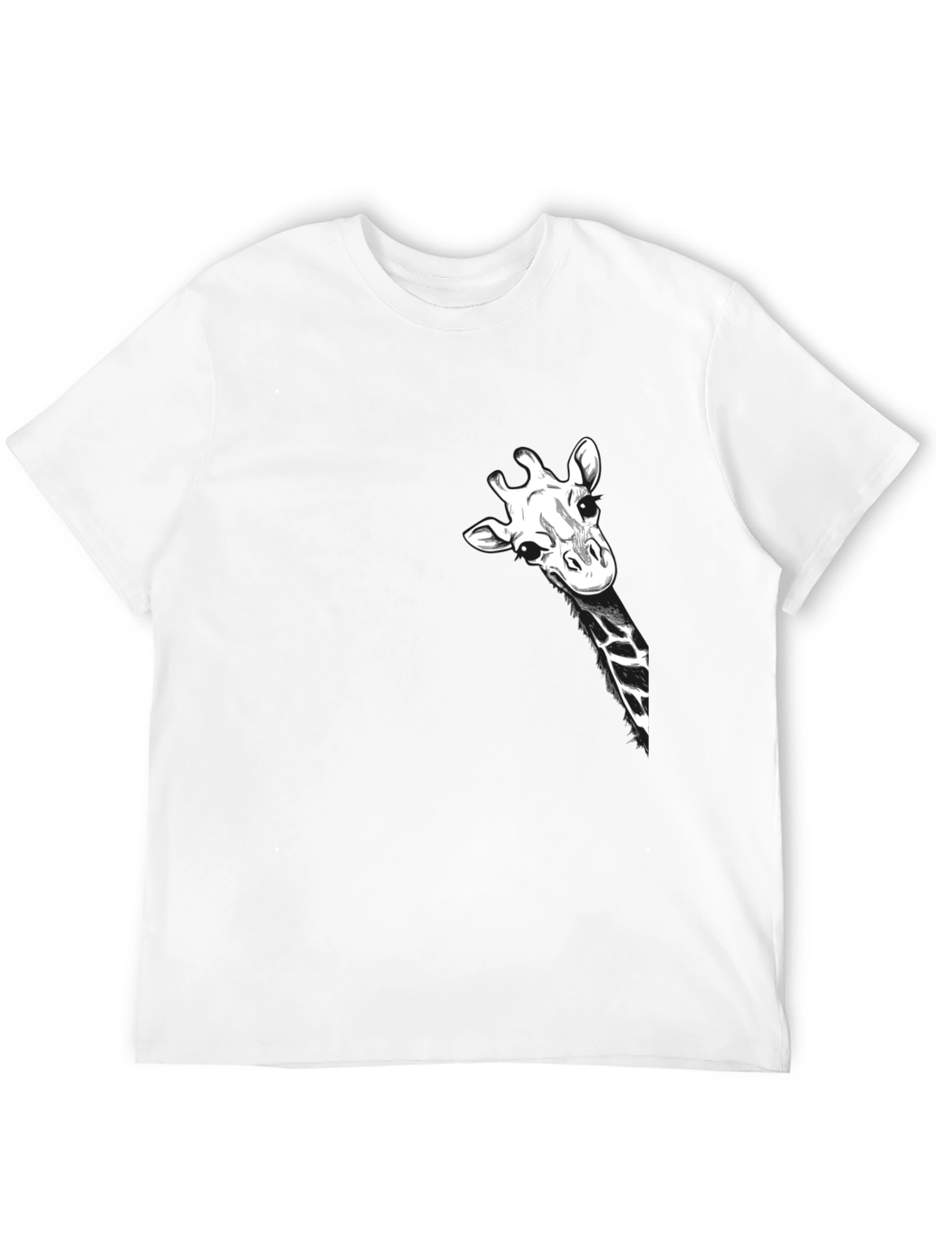 Giraffe Peek Pocket Black T-Shirt - Novelty Tee