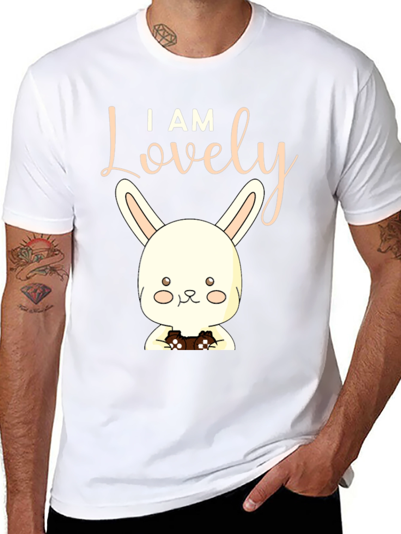 I Am Lovely Bunny Graphic Tee - Black