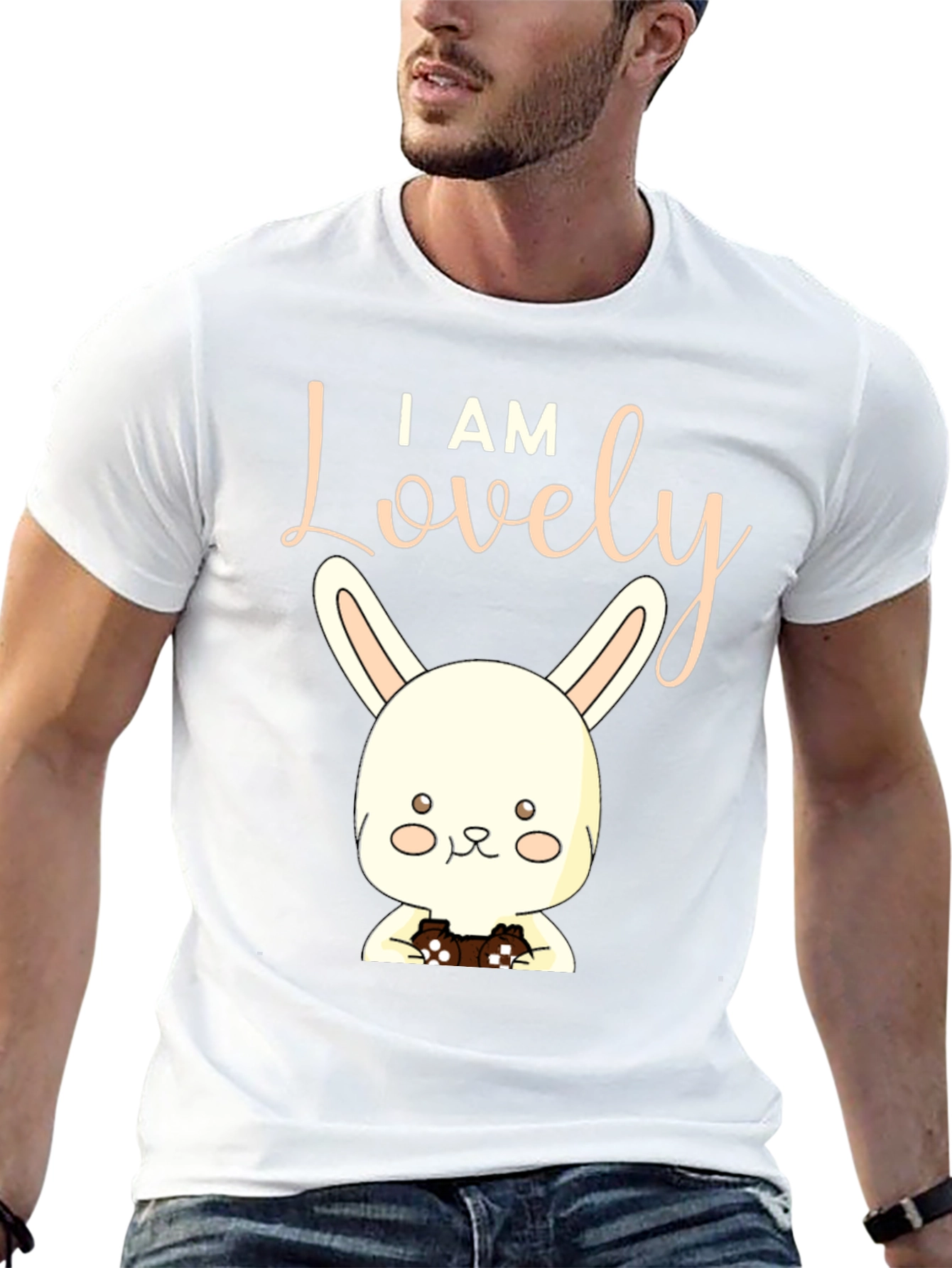 I Am Lovely Bunny Graphic Tee - Black