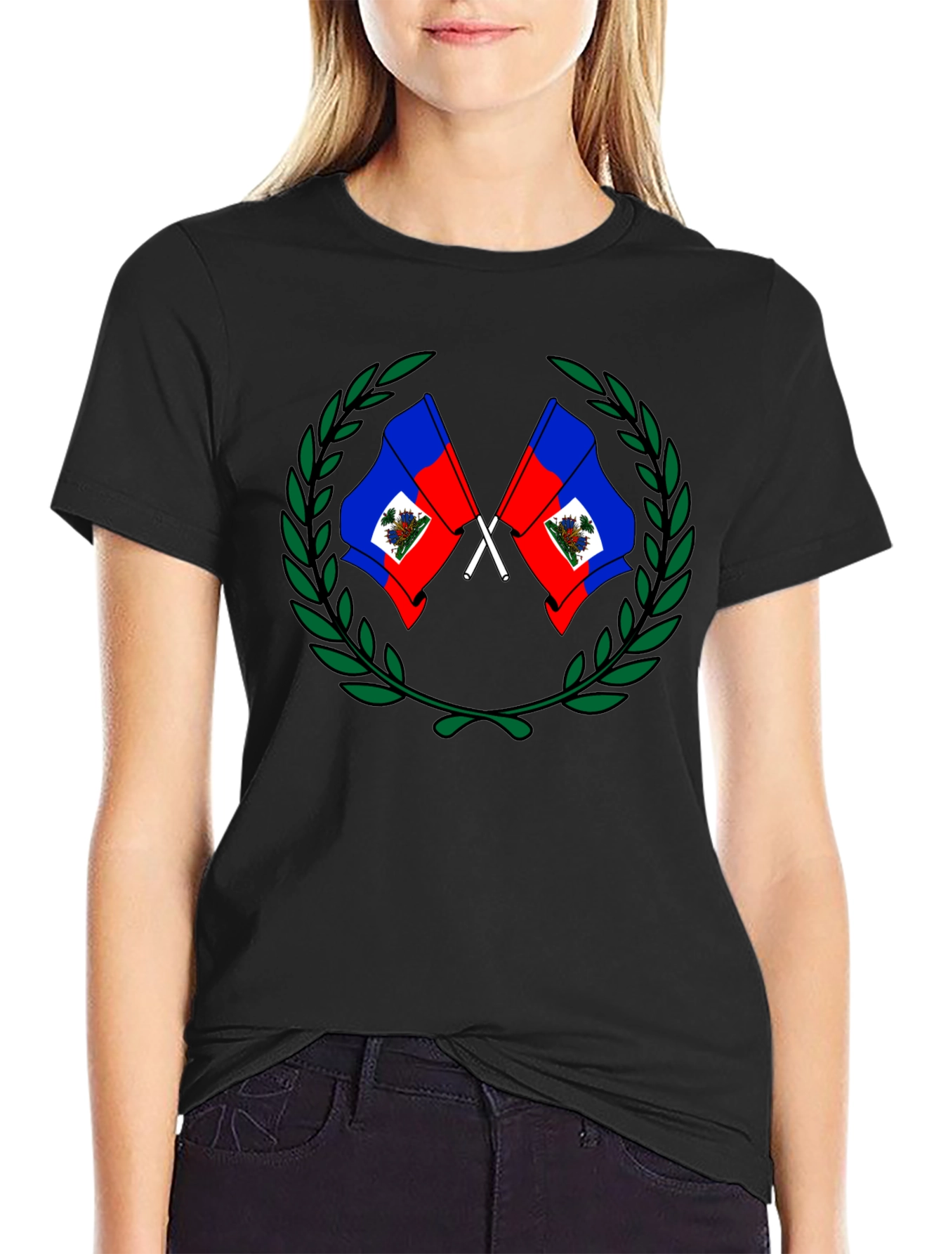 Haiti Flag Crest Graphic T-Shirt