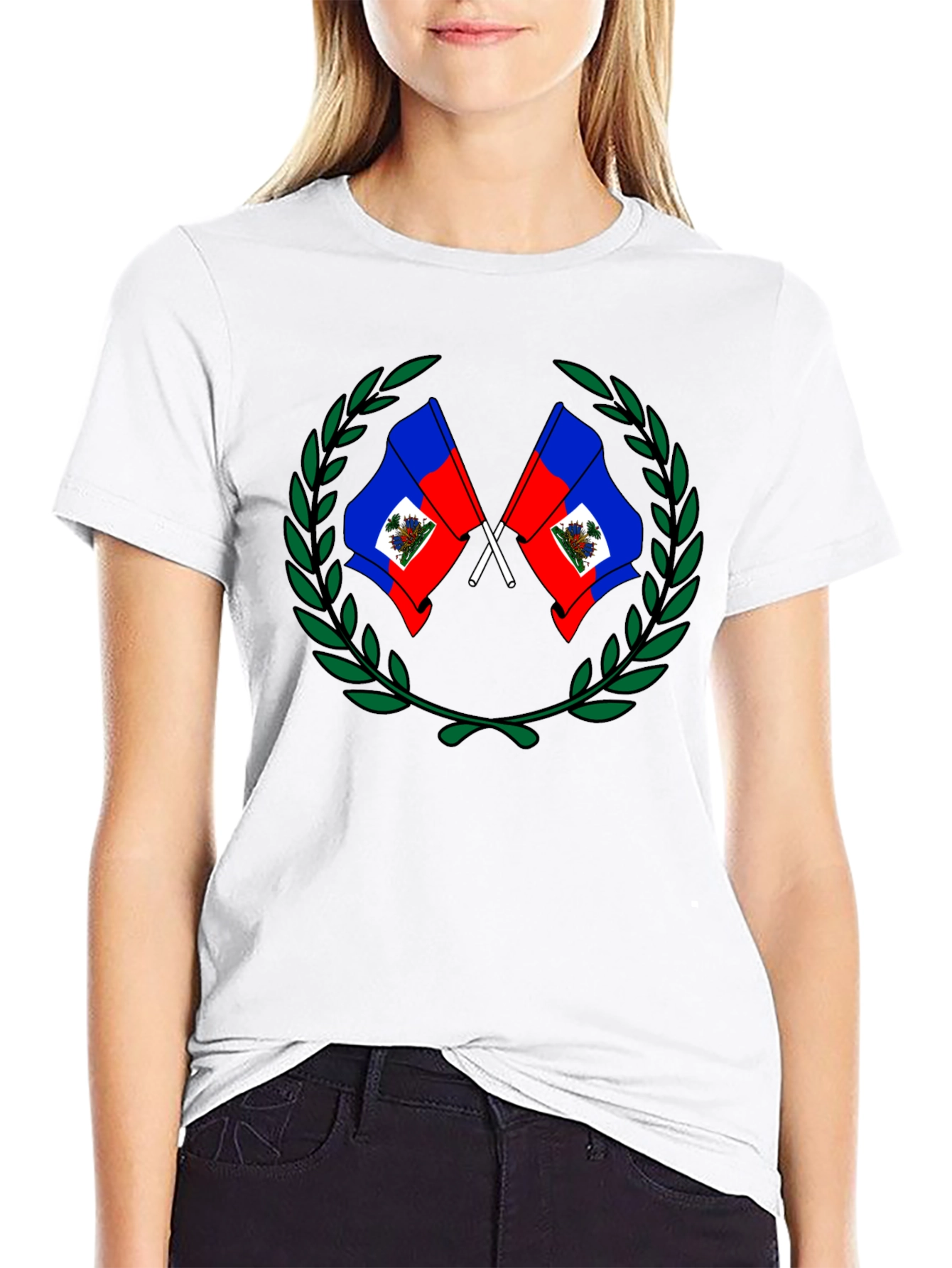 Haiti Flag Crest Graphic T-Shirt