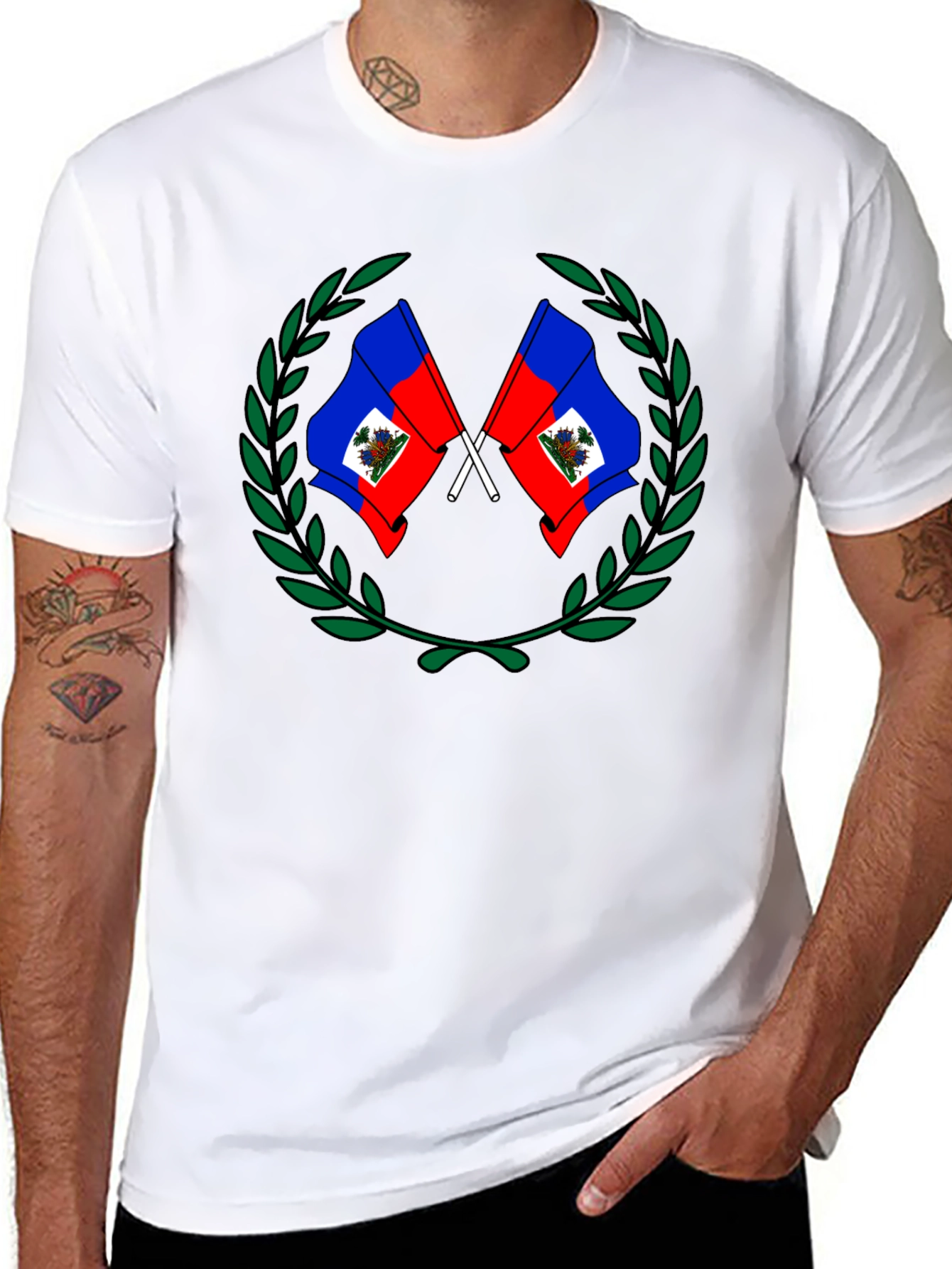 Haiti Flag Crest Graphic T-Shirt