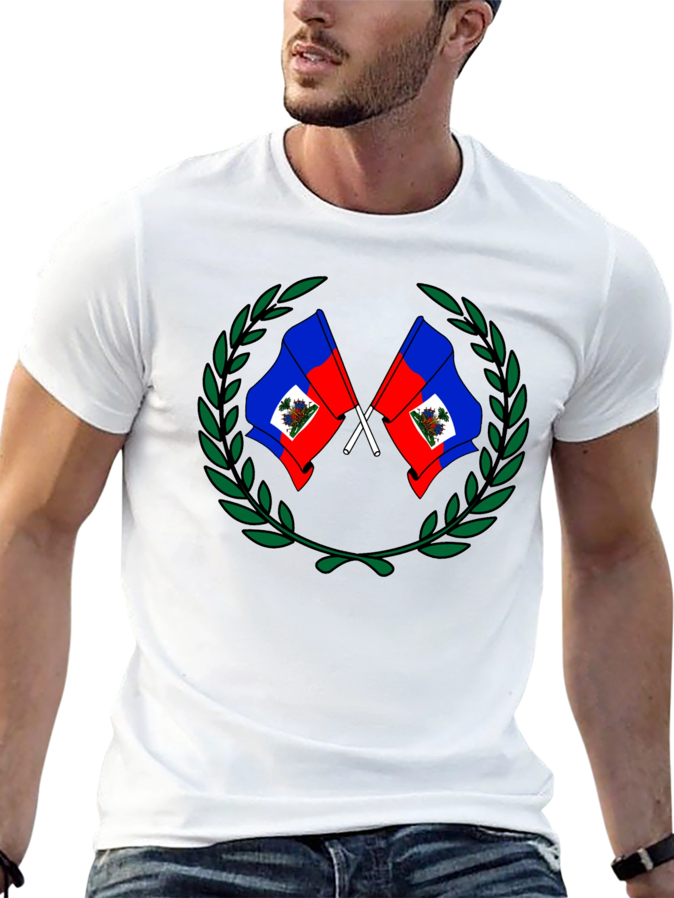 Haiti Flag Crest Graphic T-Shirt