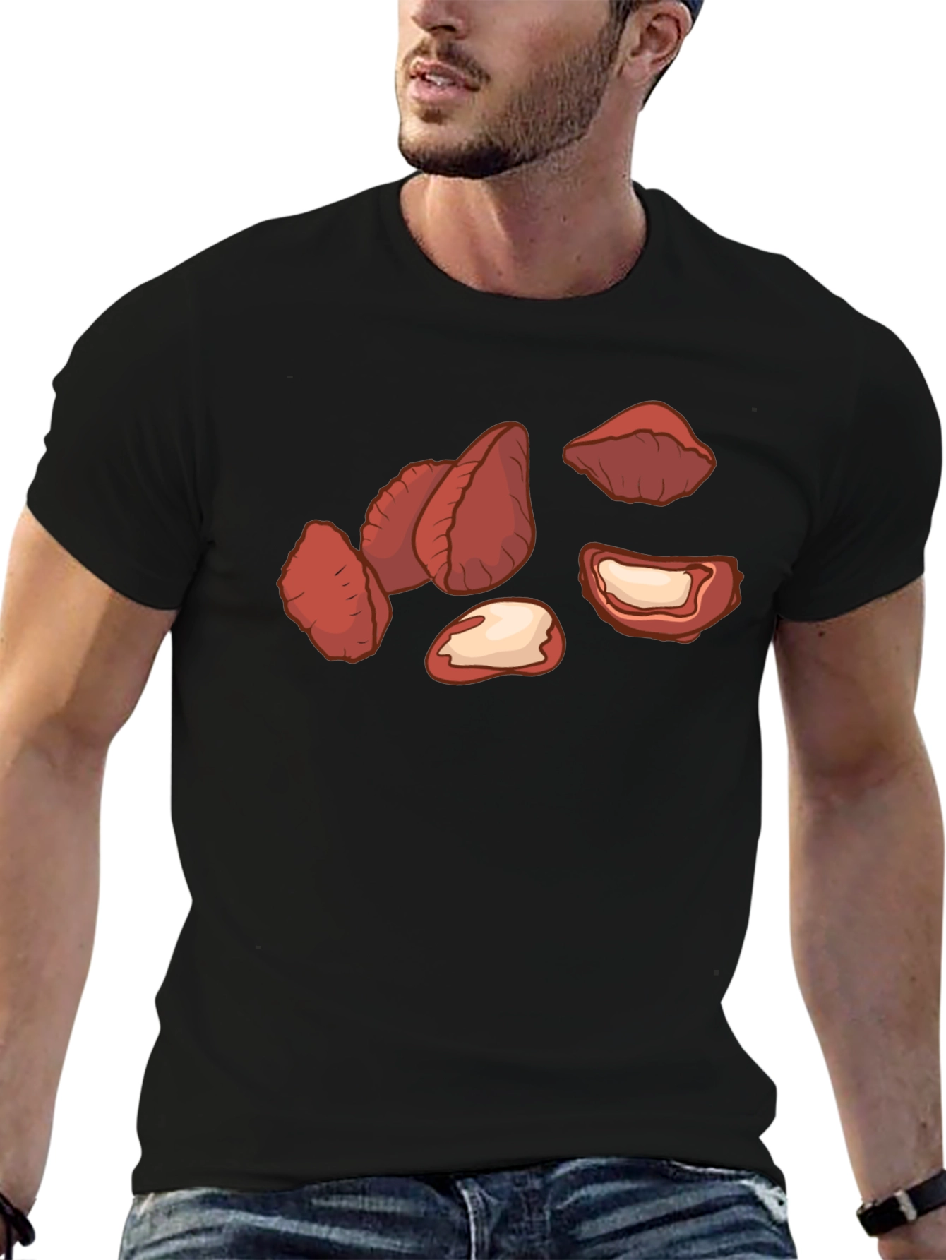 Brazil Nut Graphic Tee - Black Cotton Casual T-Shirt