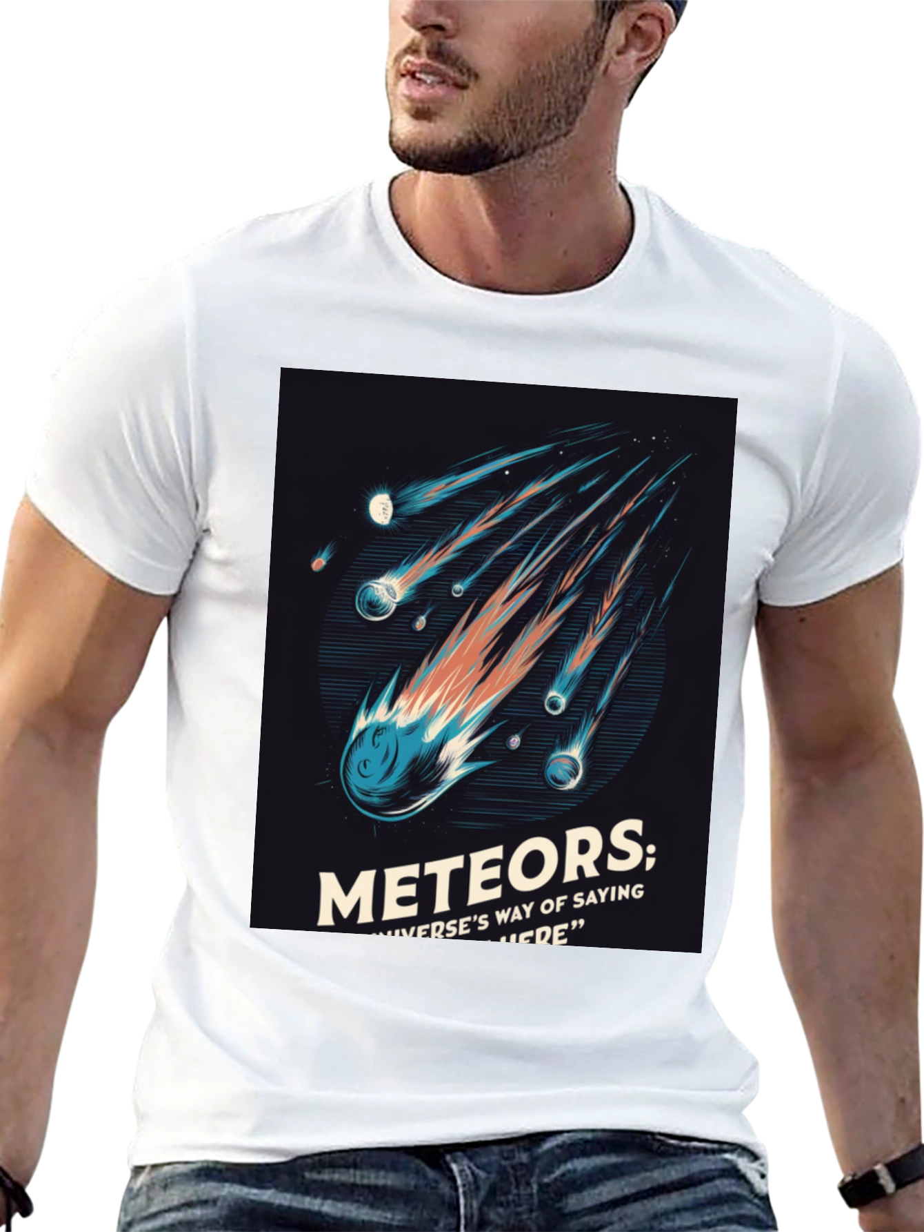 Meteor Shower Graphic Tee - Space Lover T-Shirt