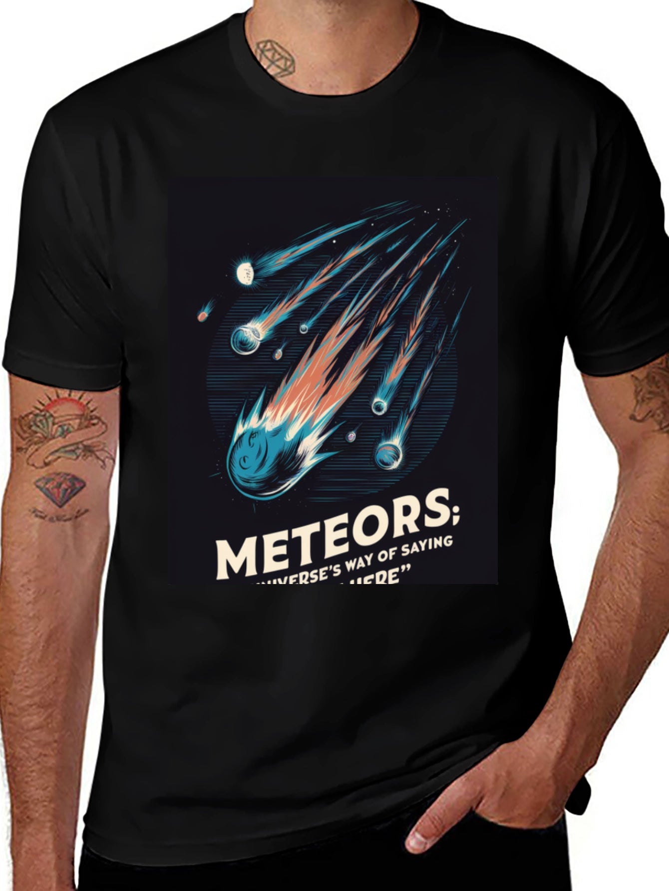 Meteor Shower Graphic Tee - Space Lover T-Shirt