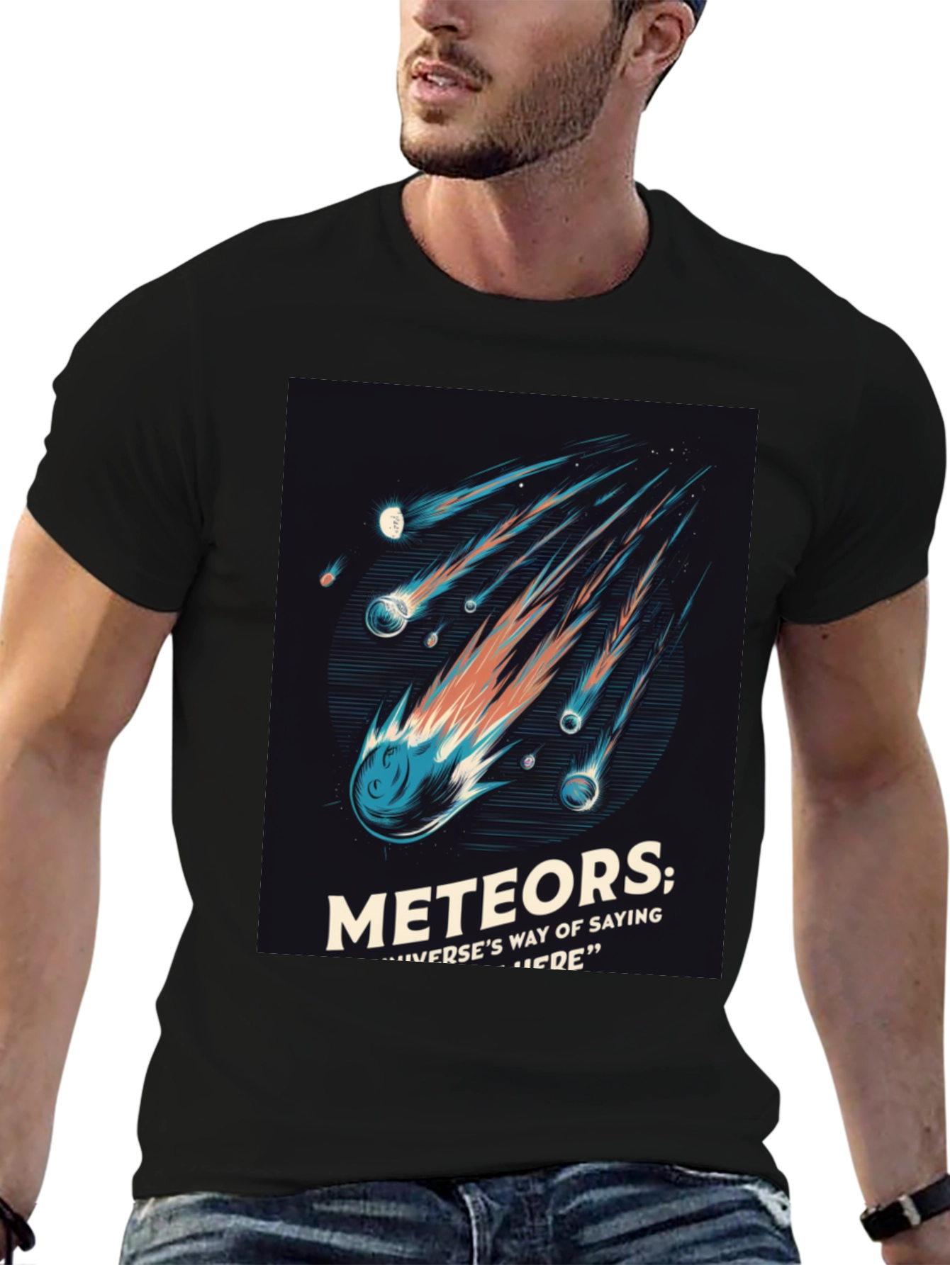 Meteor Shower Graphic Tee - Space Lover T-Shirt