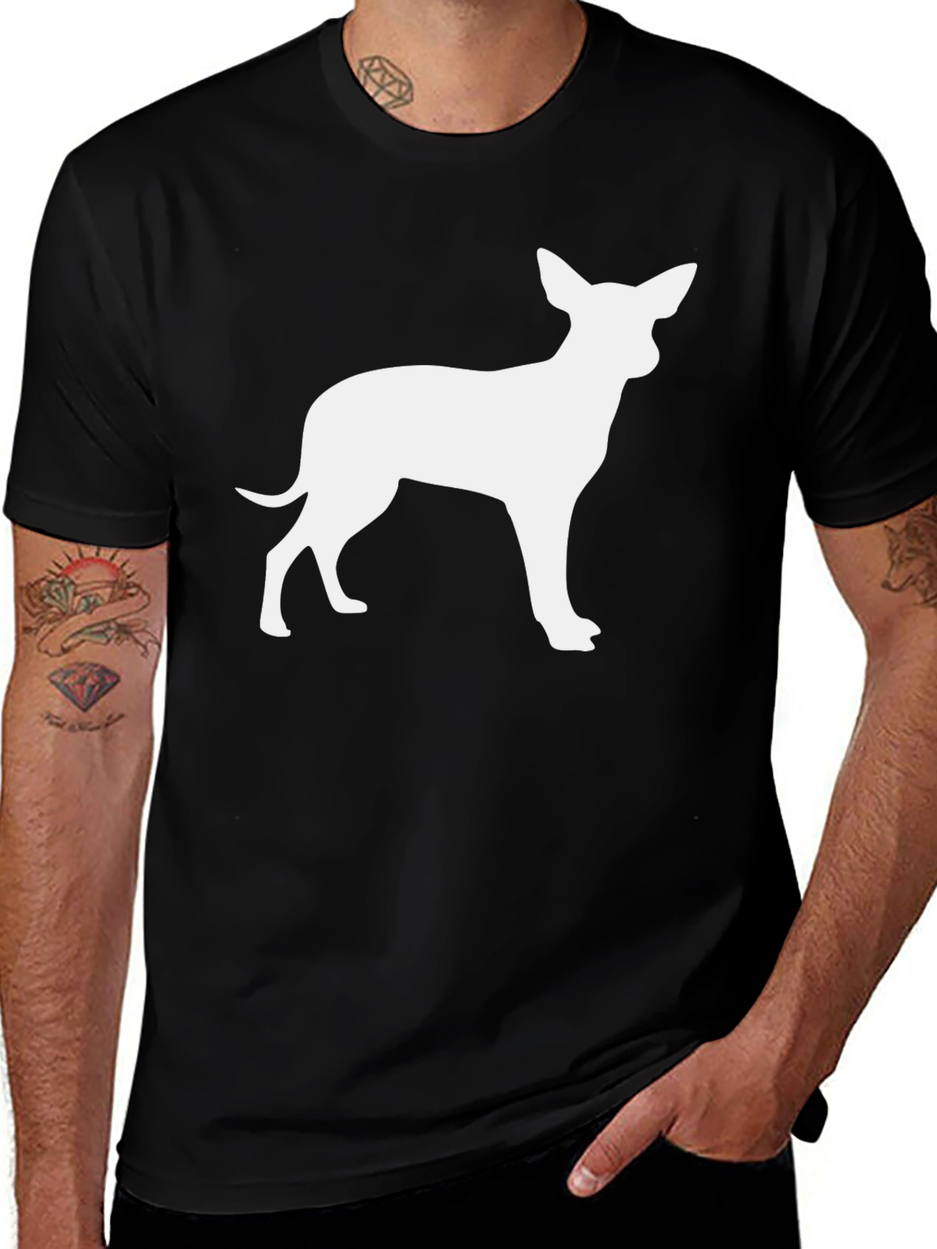 Chihuahua Silhouette Black T-Shirt