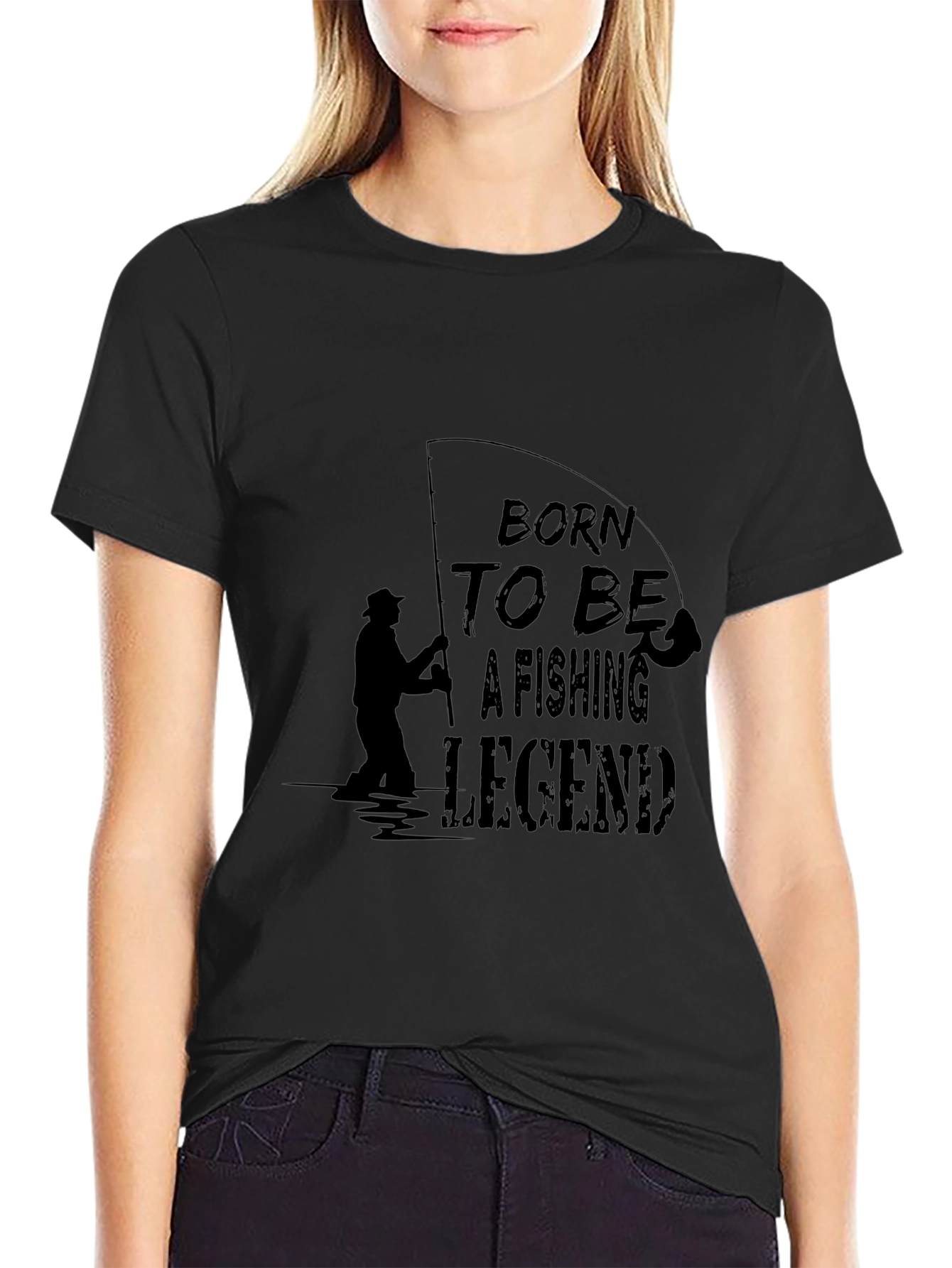 Born to Be a Fishing Legend Black T-Shirt