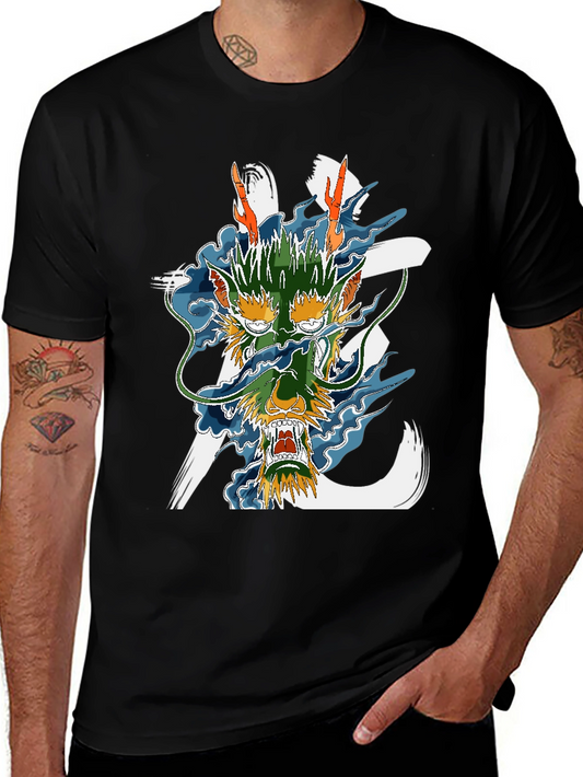 Dragon Graphic Print Black T-Shirt