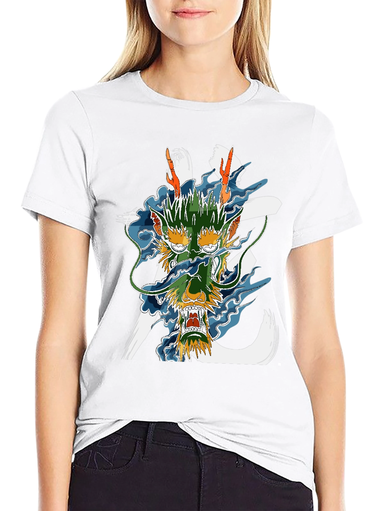 Dragon Graphic Print Black T-Shirt