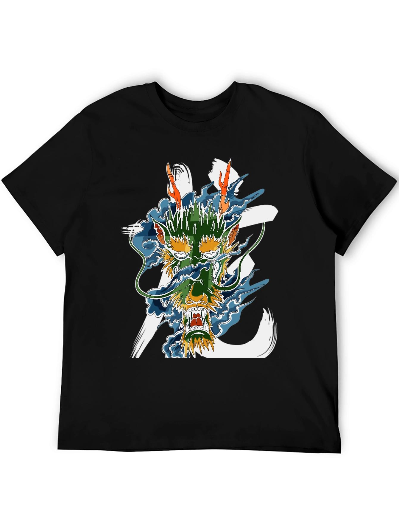 Dragon Graphic Print Black T-Shirt