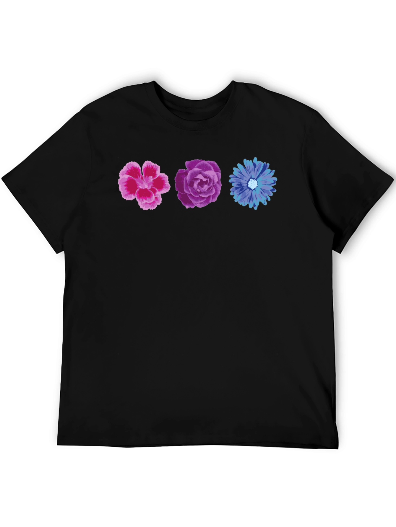Floral T-Shirt - Pink Purple and Blue Flowers