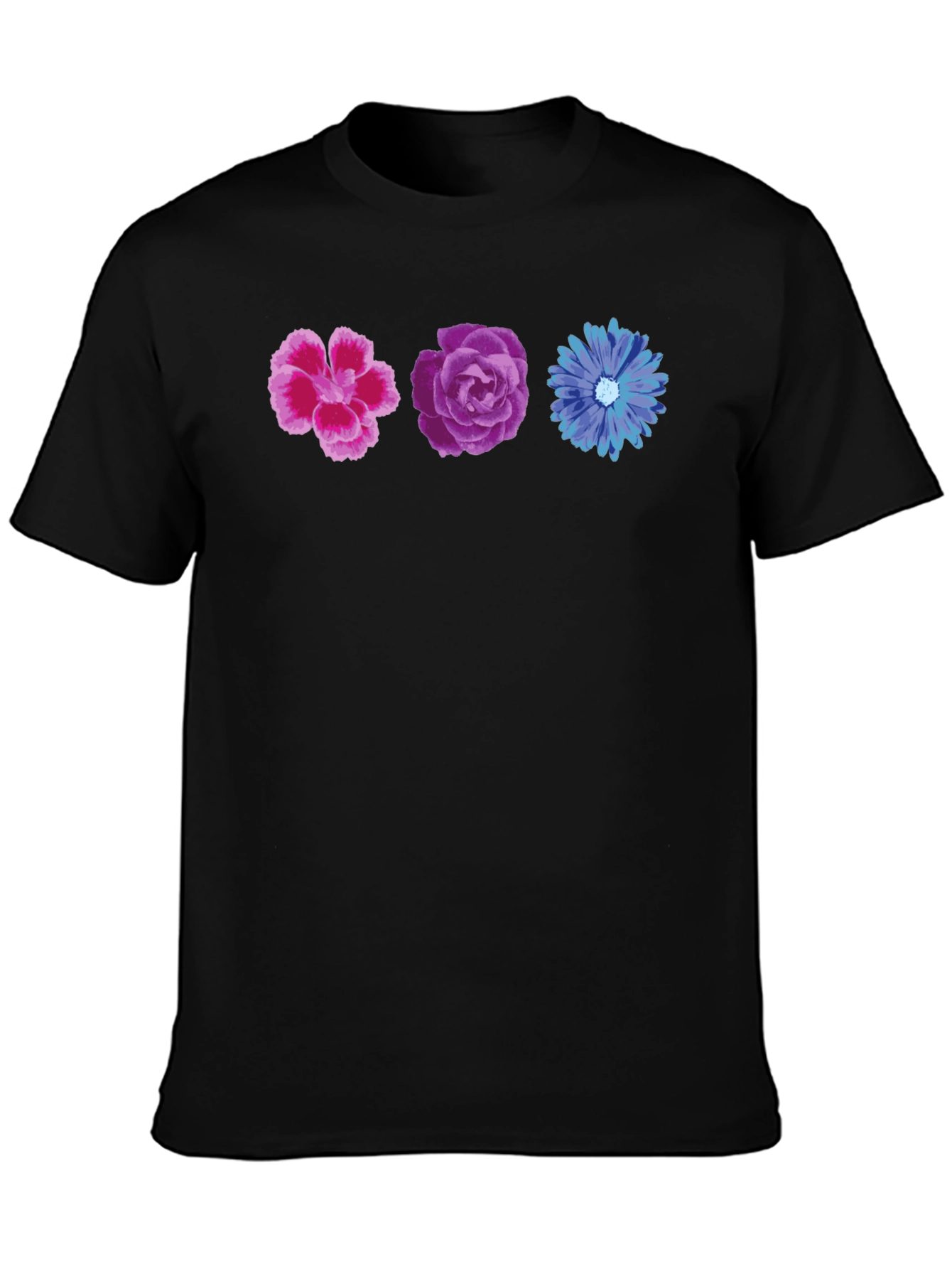 Floral T-Shirt - Pink Purple and Blue Flowers