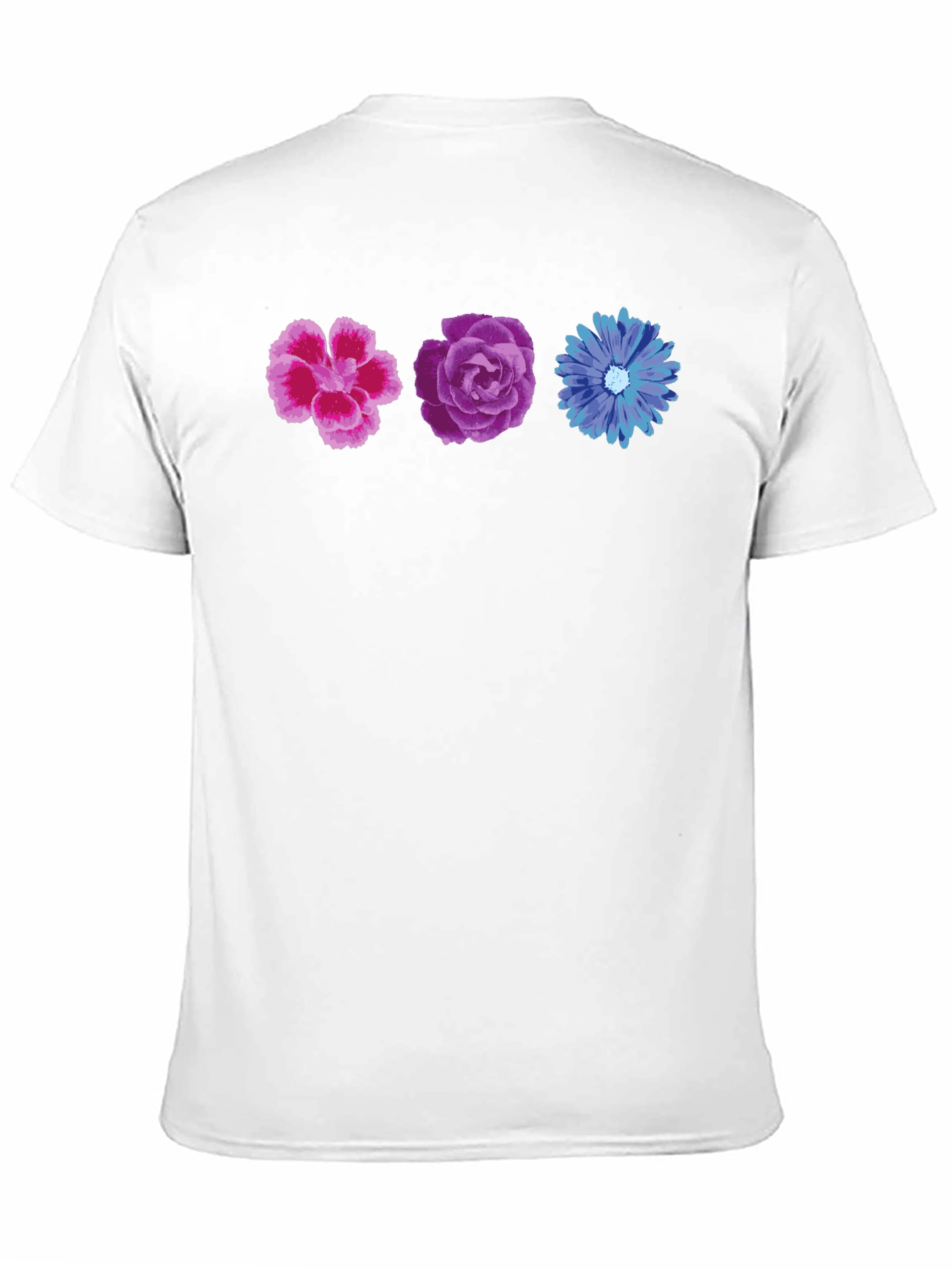 Floral T-Shirt - Pink Purple and Blue Flowers