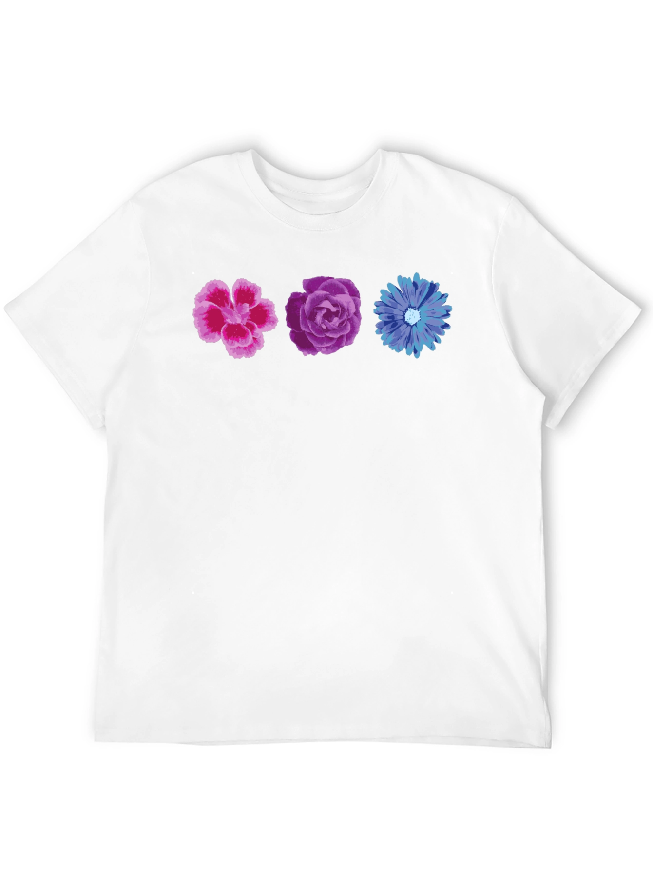 Floral T-Shirt - Pink Purple and Blue Flowers