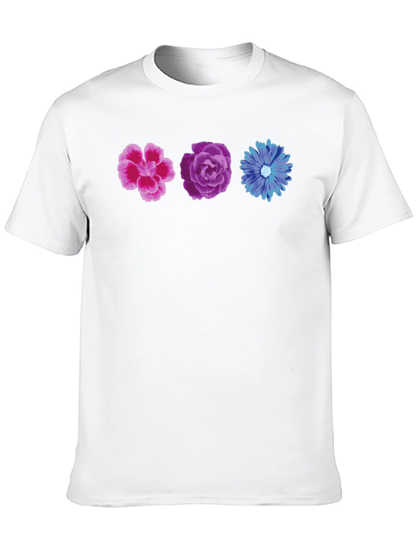 Floral T-Shirt - Pink Purple and Blue Flowers