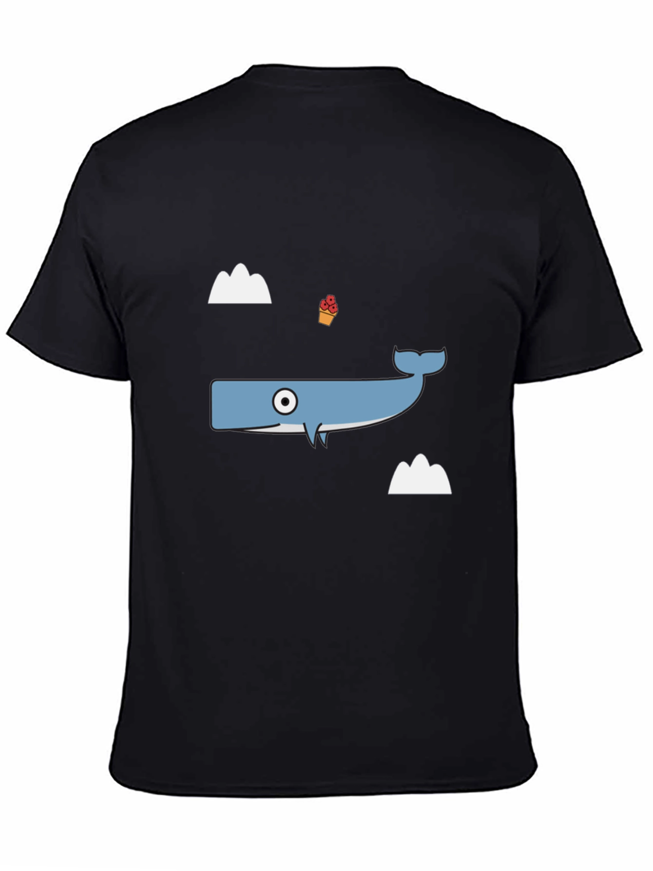 Whimsical Whale Graphic Tee - Black Cotton