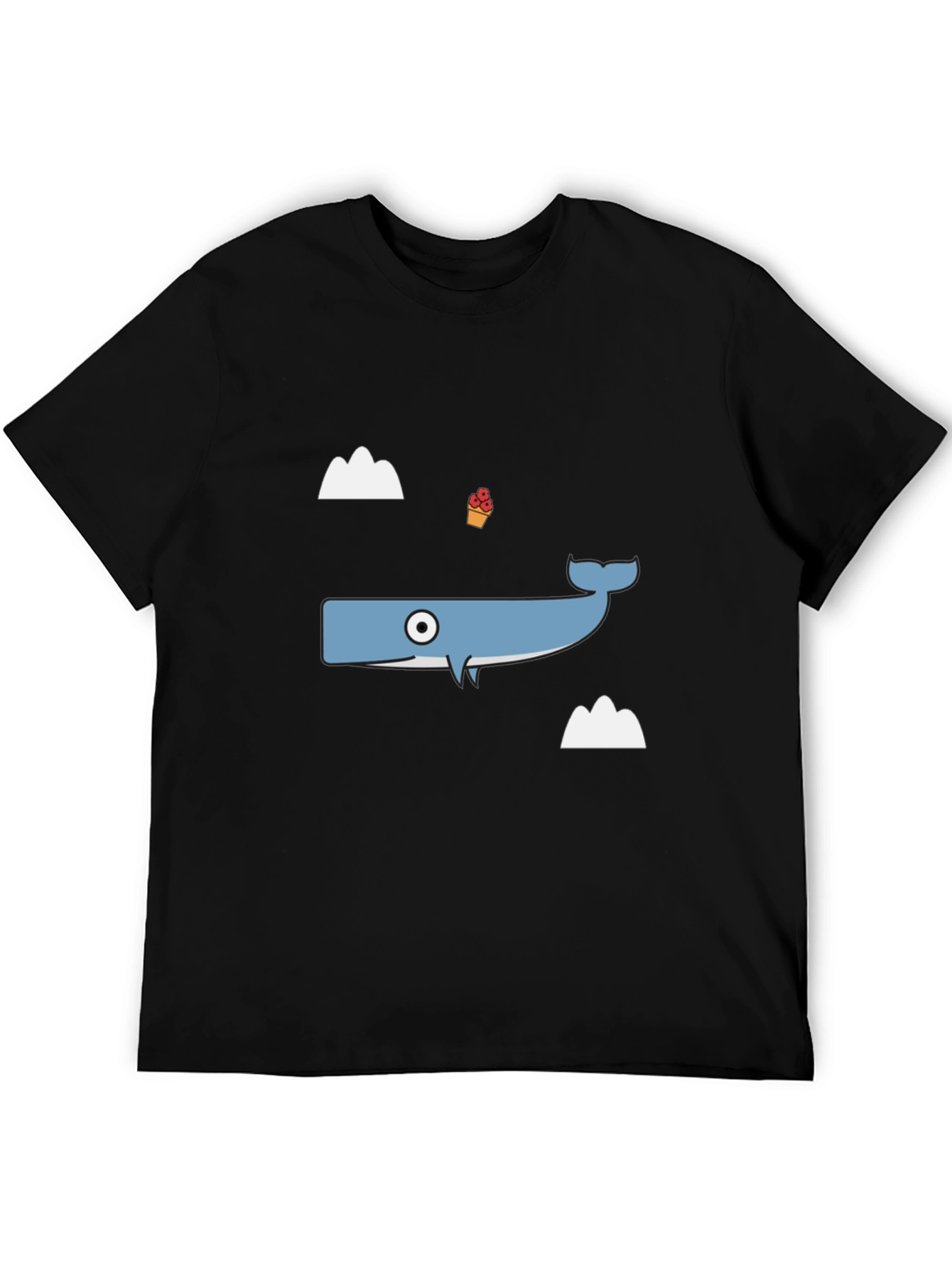 Whimsical Whale Graphic Tee - Black Cotton