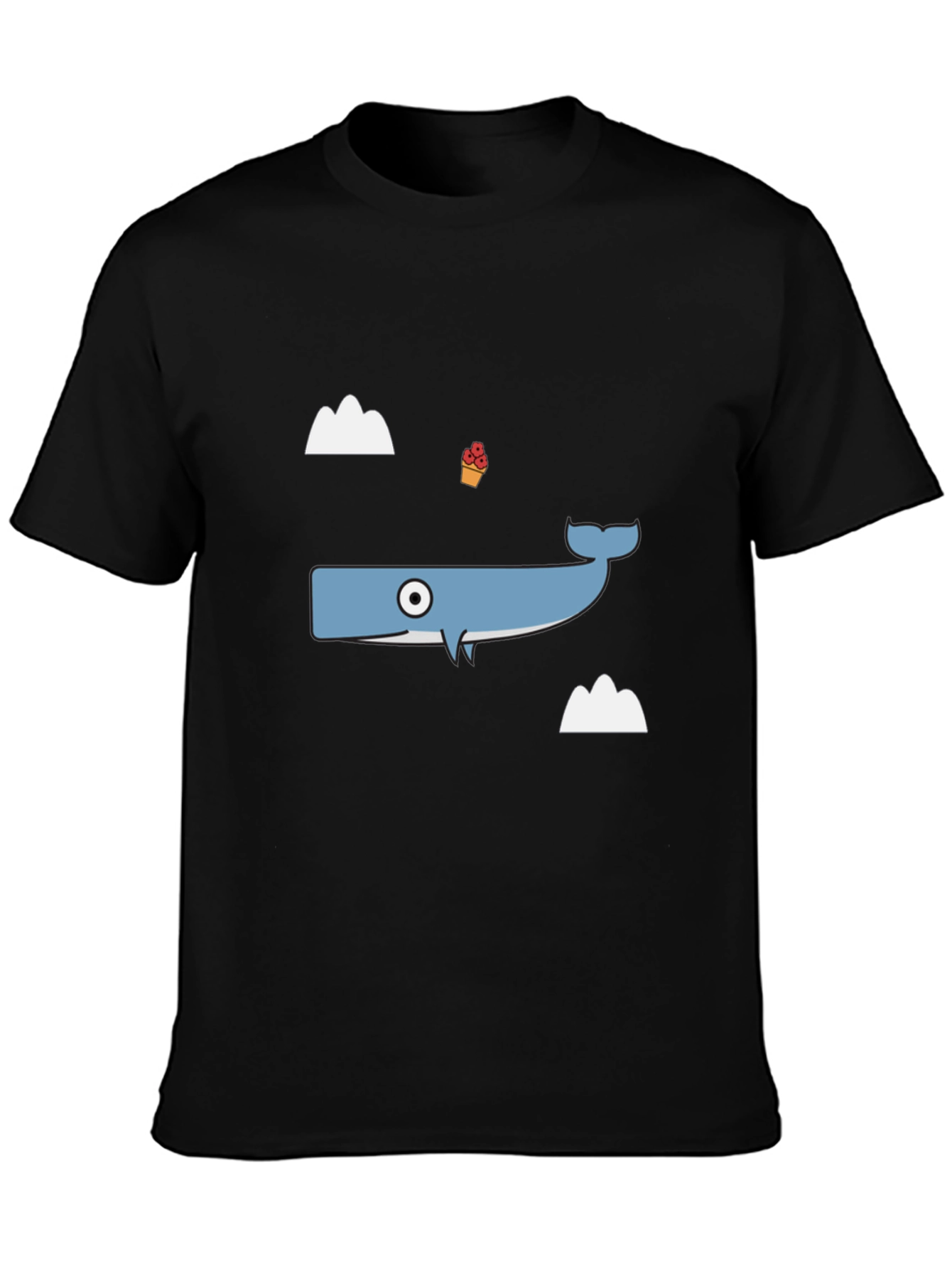 Whimsical Whale Graphic Tee - Black Cotton