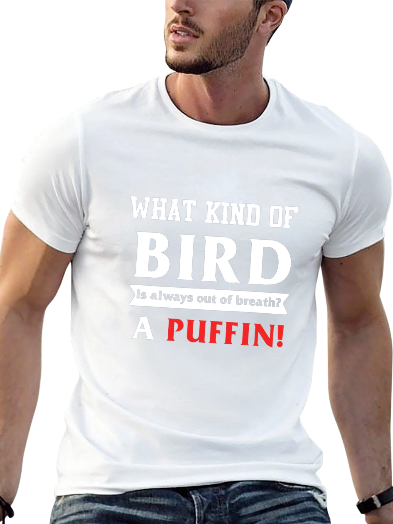 Funny Puffin Joke Black T-Shirt