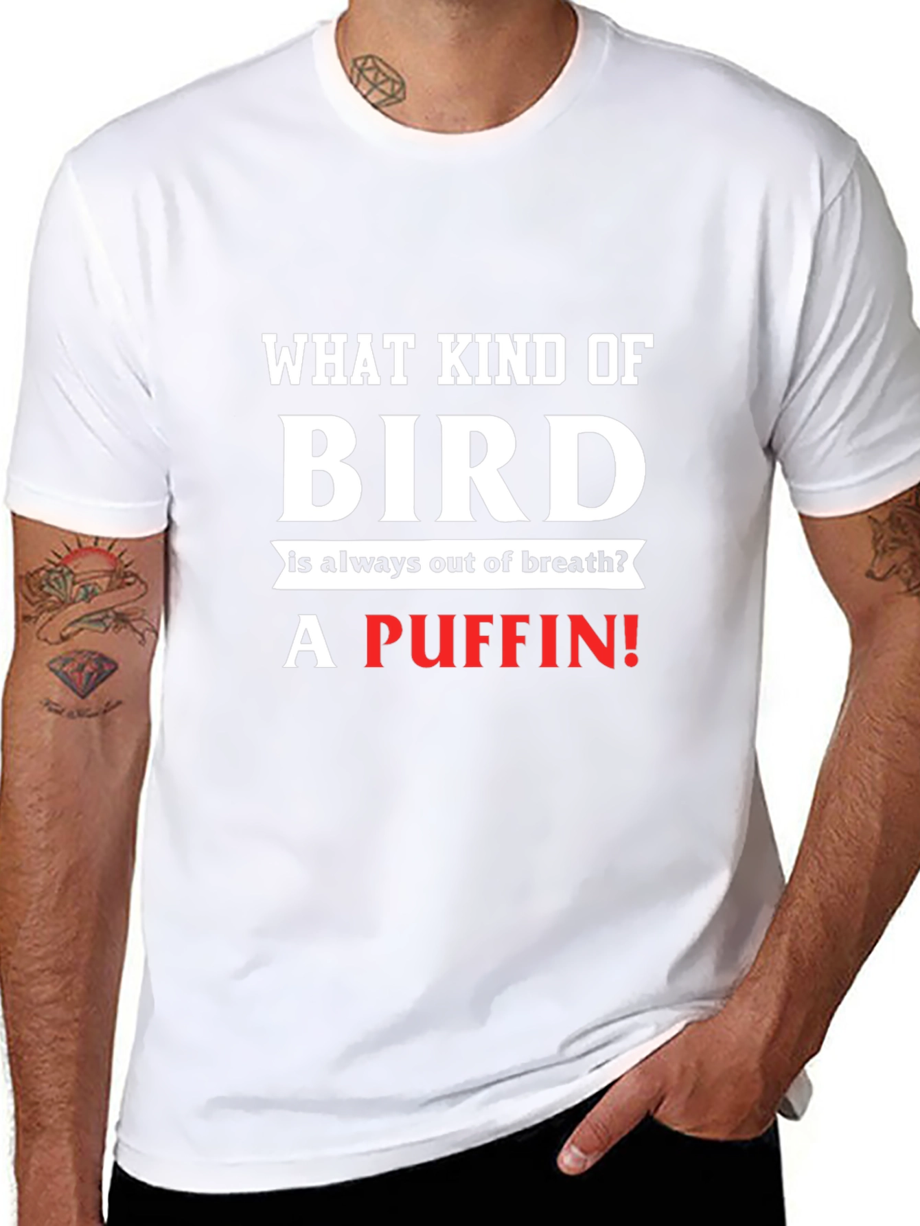 Funny Puffin Joke Black T-Shirt