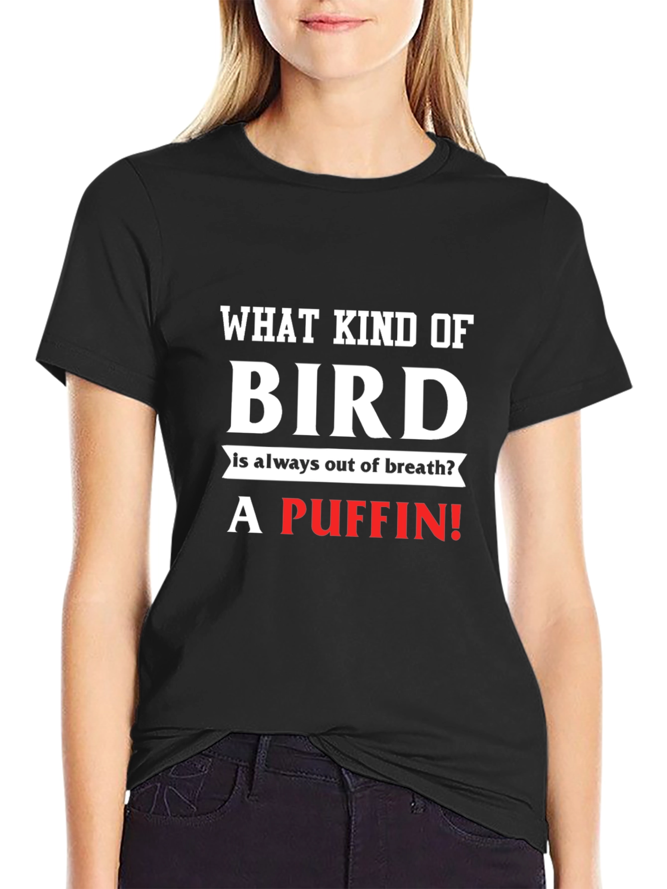 Funny Puffin Joke Black T-Shirt