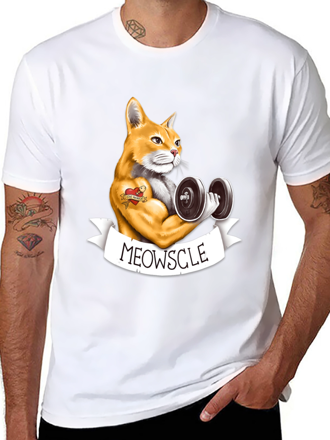 Meowscle Cat Workout T-Shirt - Funny Gym Tee