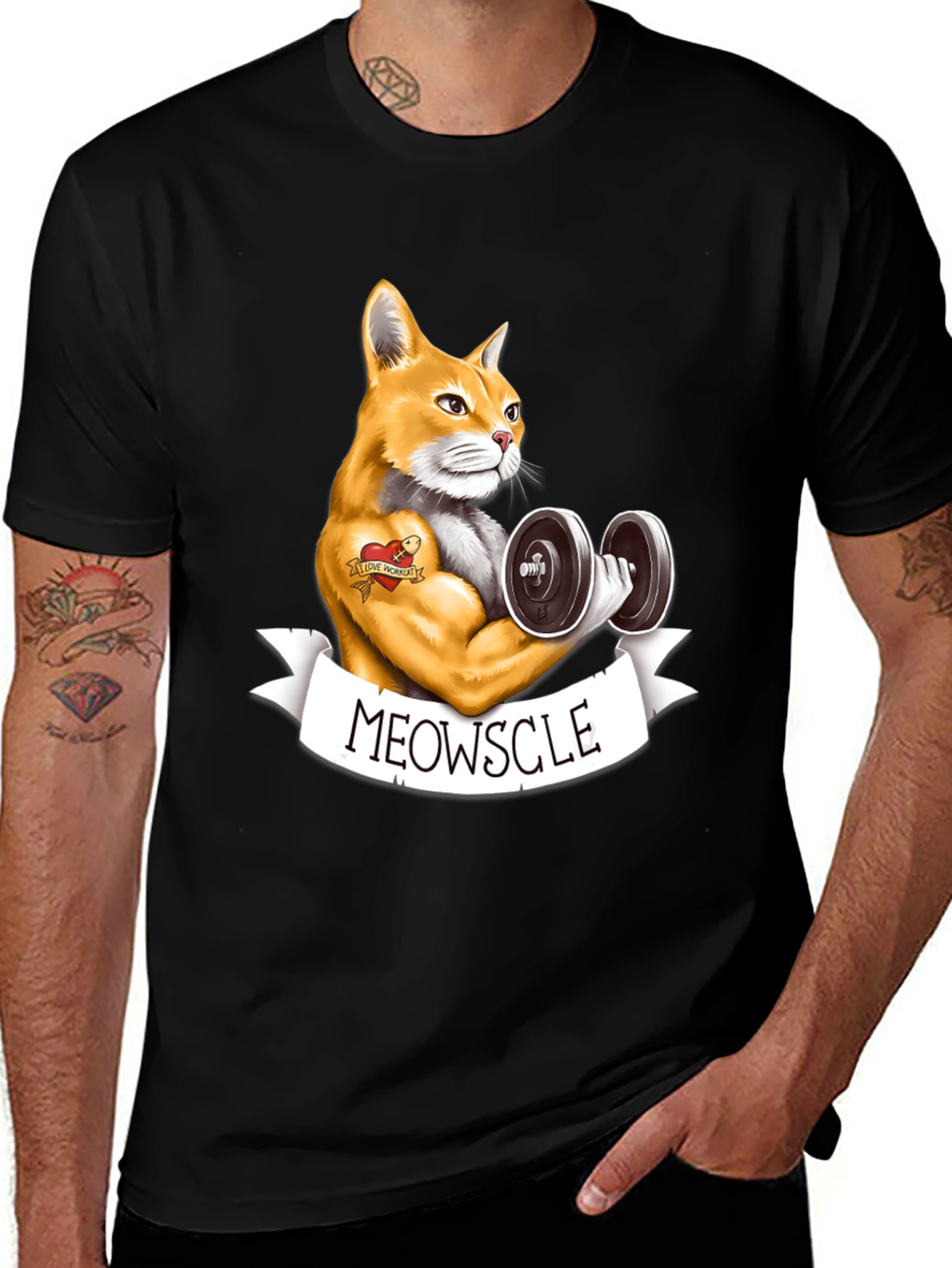 Meowscle Cat Workout T-Shirt - Funny Gym Tee