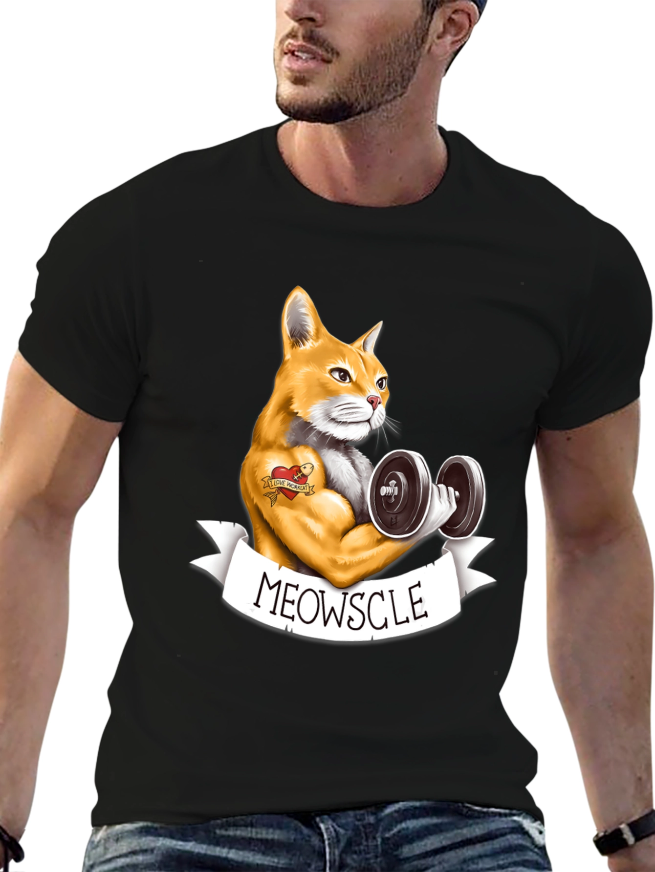 Meowscle Cat Workout T-Shirt - Funny Gym Tee