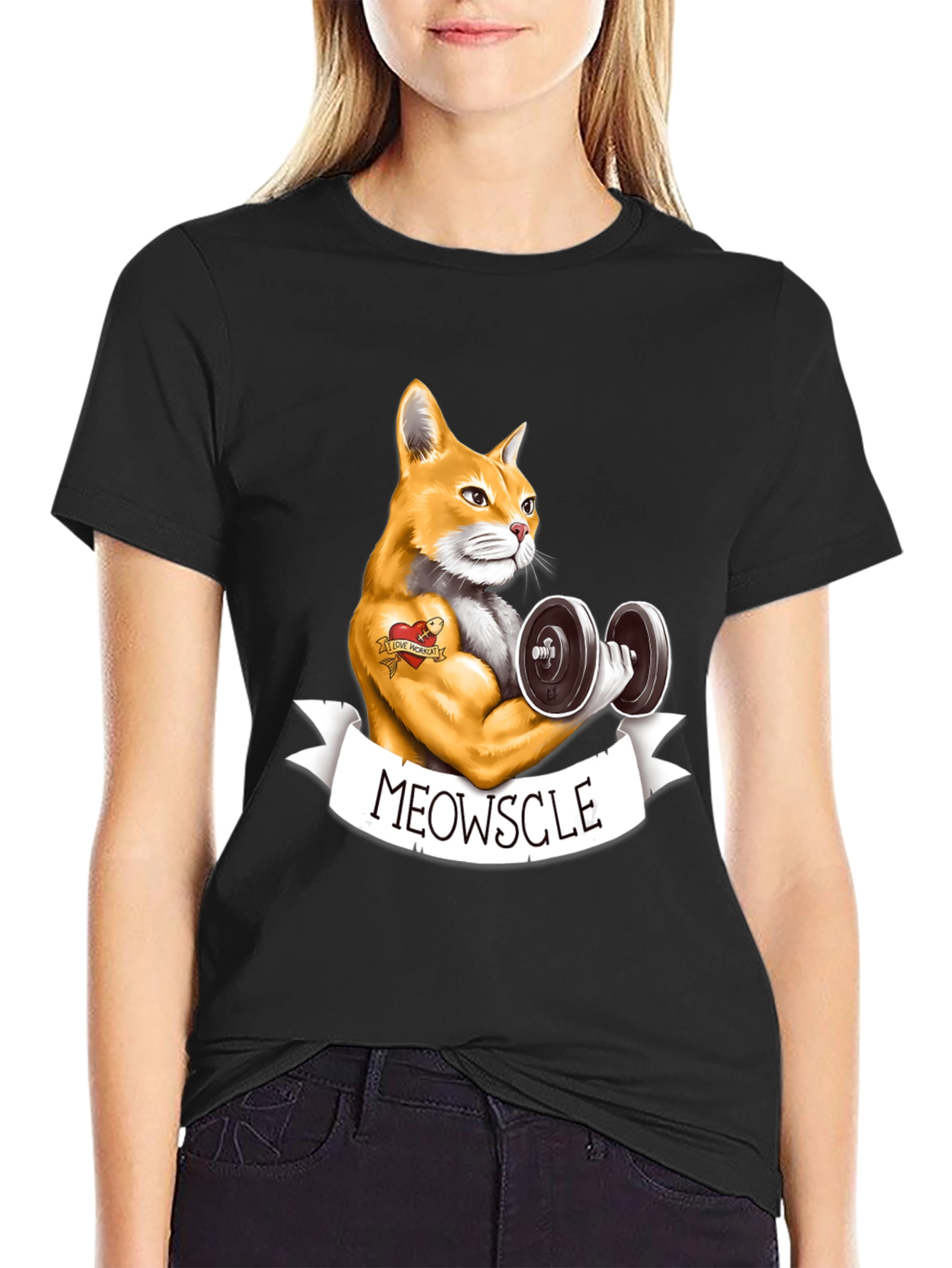 Meowscle Cat Workout T-Shirt - Funny Gym Tee