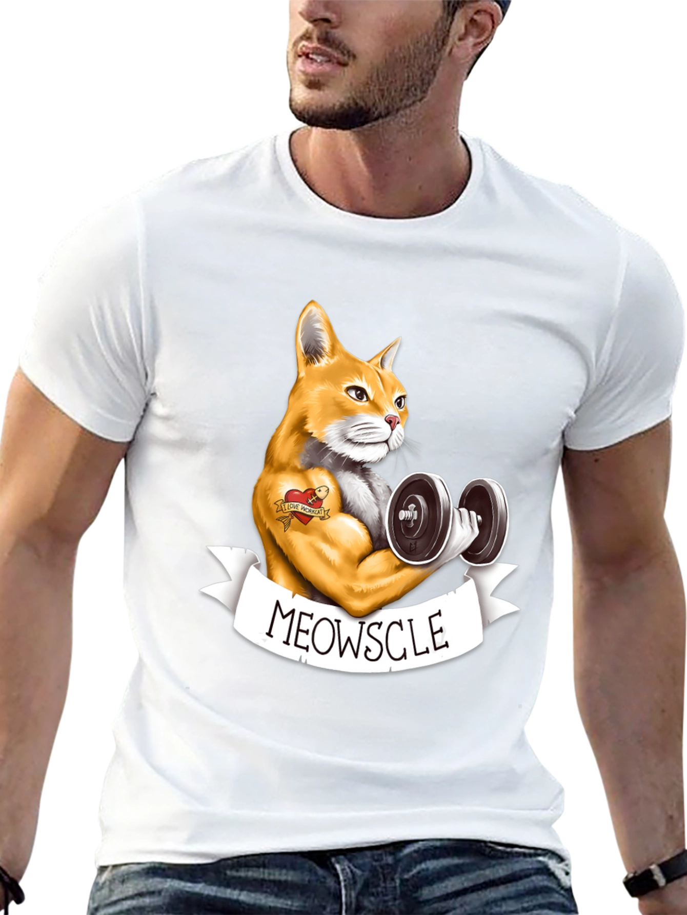 Meowscle Cat Workout T-Shirt - Funny Gym Tee