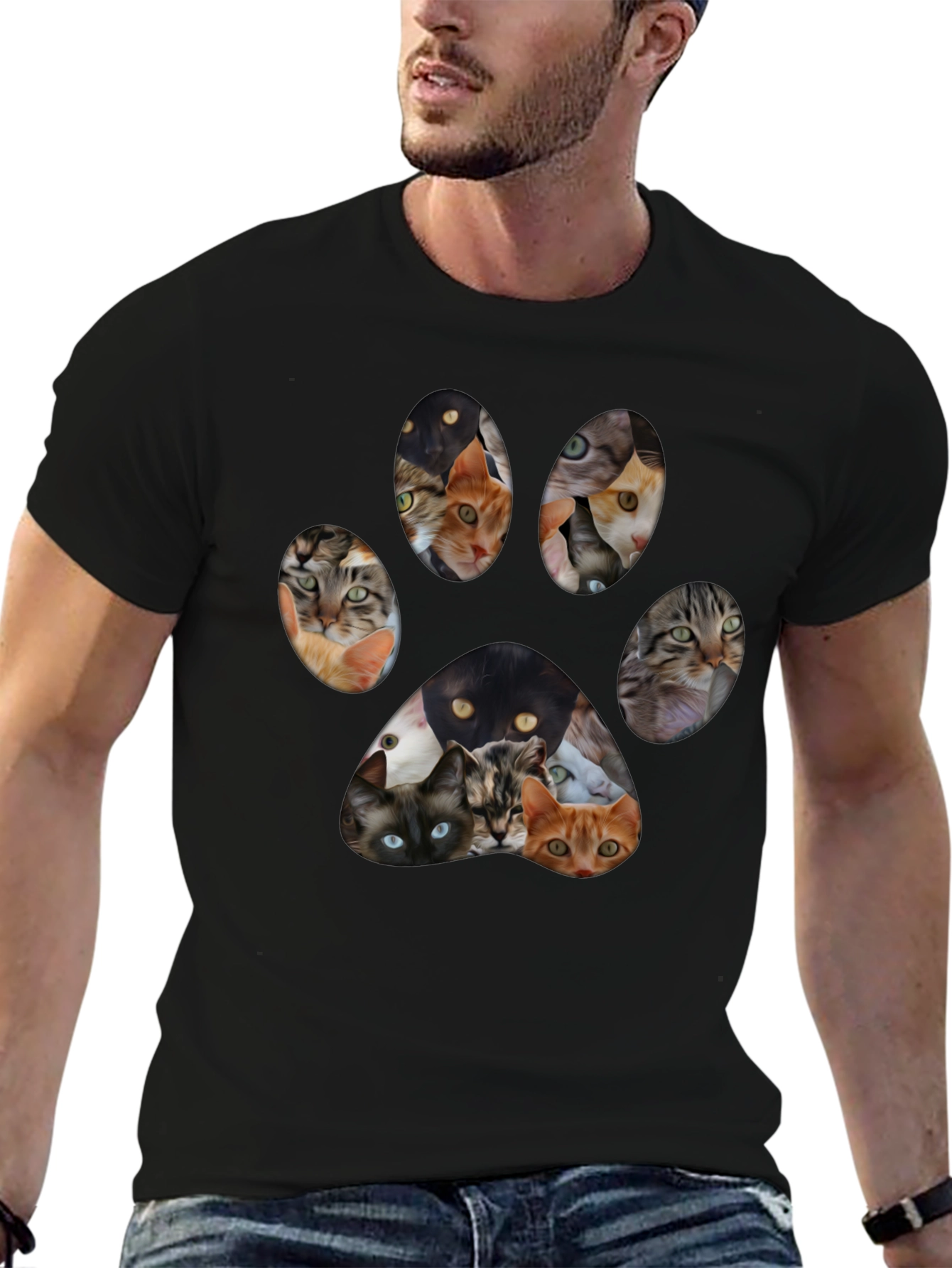 Cat Paw Print T-Shirt Fun Cat Lover Tee