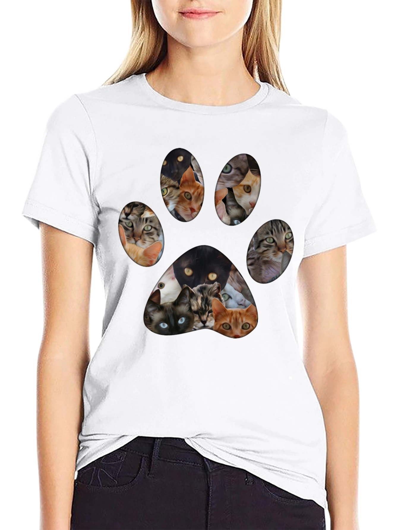 Cat Paw Print T-Shirt Fun Cat Lover Tee