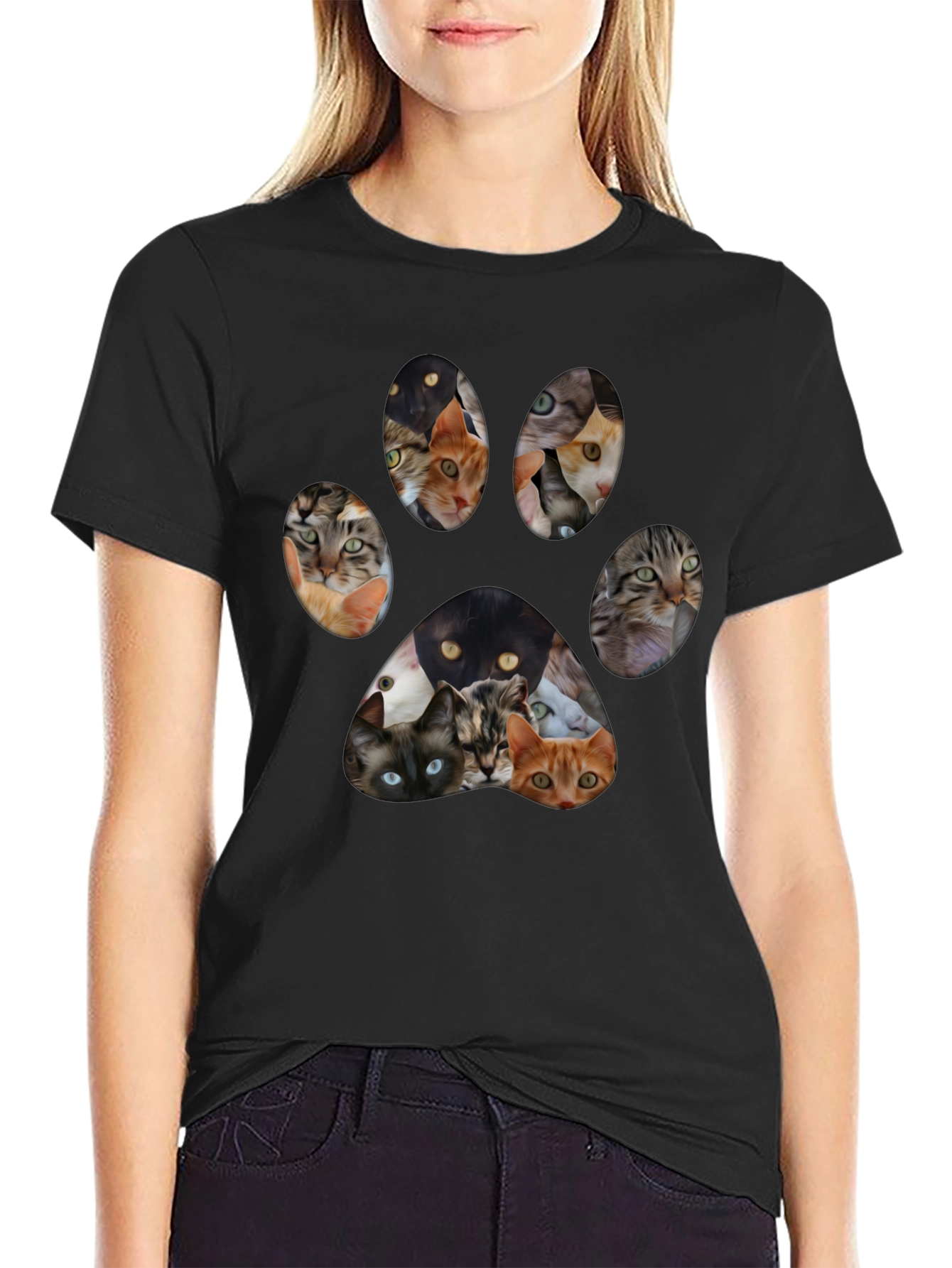 Cat Paw Print T-Shirt Fun Cat Lover Tee
