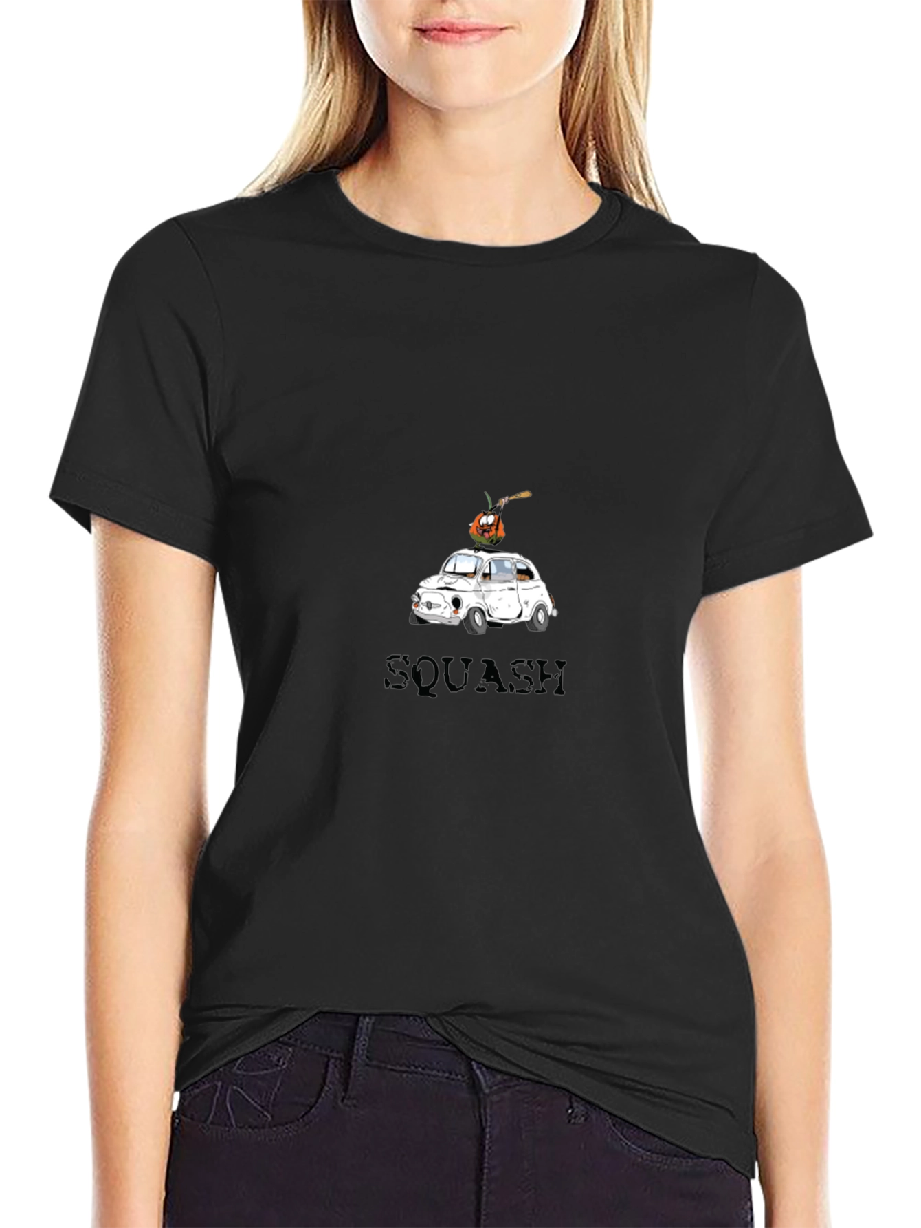 Squash Car Graphic Tee - Trendy Halloween T-Shirt