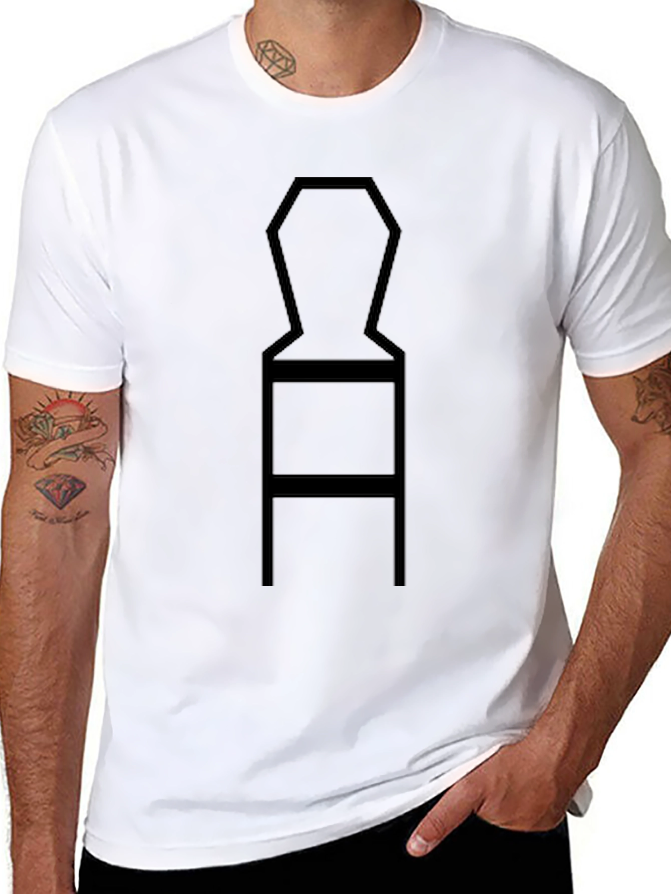 Geometric Chair Graphic Tee - Minimalist Style